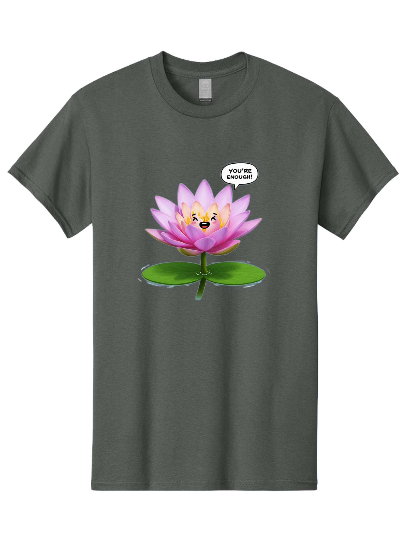 You-Re-Enough-Flower Men'S Graphic Tee, 100% Cotton, Comfortable Casual Summer Wear, Machine Washable, Lotus Flower, Inspirational Quote, Positive Affirmation, Self-Love, Motivational Message, You'Re Enough, Emotional Support, Mental Wellness Bae330