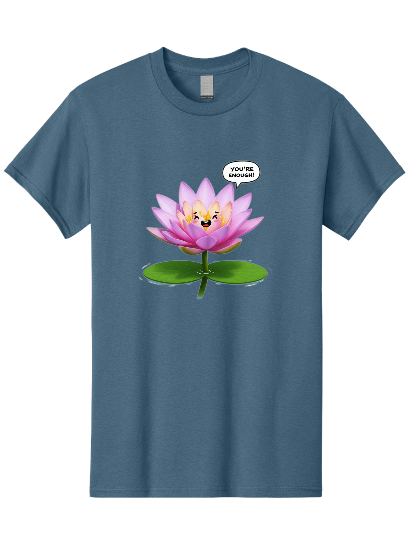 You-Re-Enough-Flower Men'S Graphic Tee, 100% Cotton, Comfortable Casual Summer Wear, Machine Washable, Lotus Flower, Inspirational Quote, Positive Affirmation, Self-Love, Motivational Message, You'Re Enough, Emotional Support, Mental Wellness Bae330