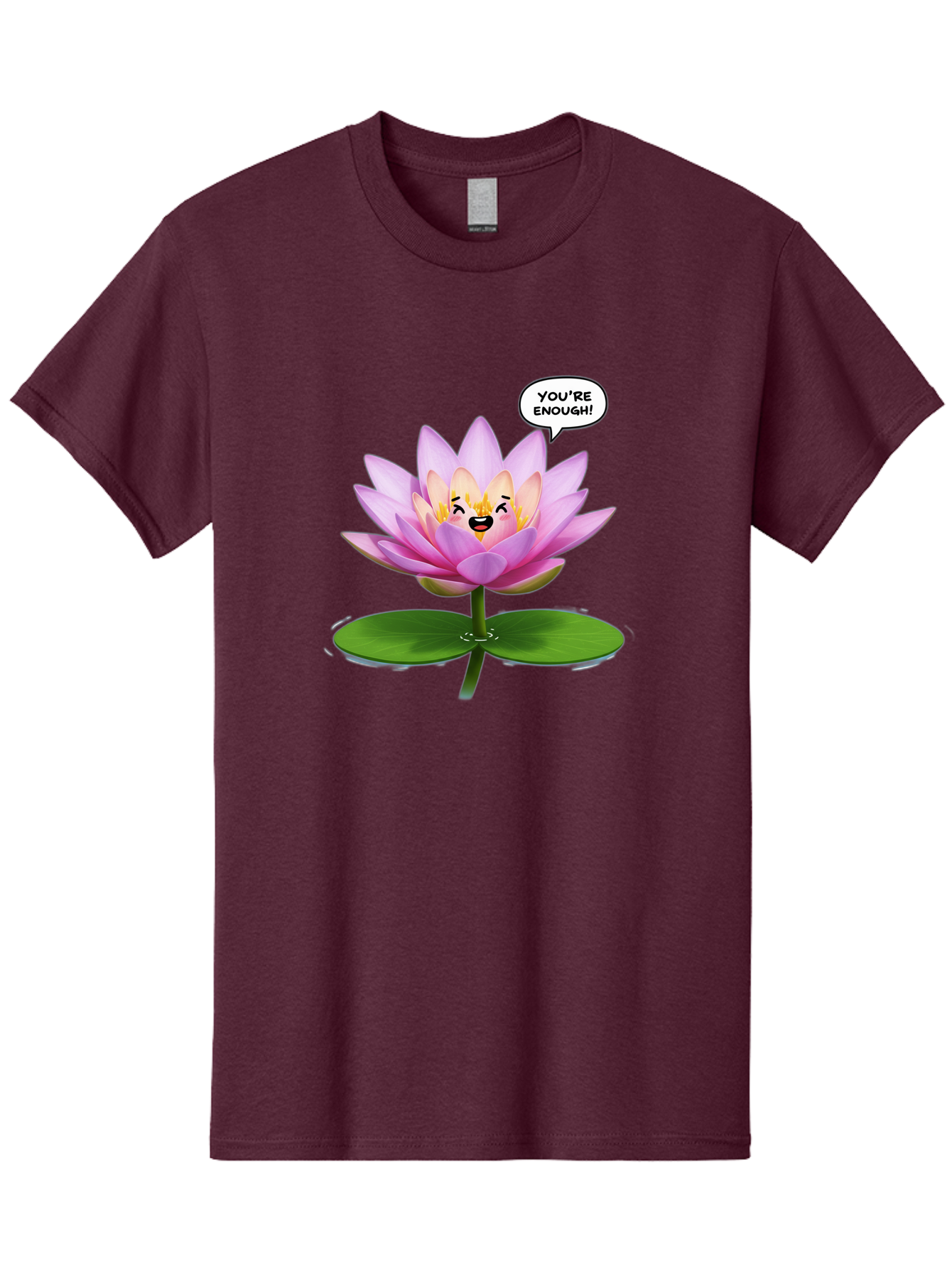 You-Re-Enough-Flower Men'S Graphic Tee, 100% Cotton, Comfortable Casual Summer Wear, Machine Washable, Lotus Flower, Inspirational Quote, Positive Affirmation, Self-Love, Motivational Message, You'Re Enough, Emotional Support, Mental Wellness Bae330
