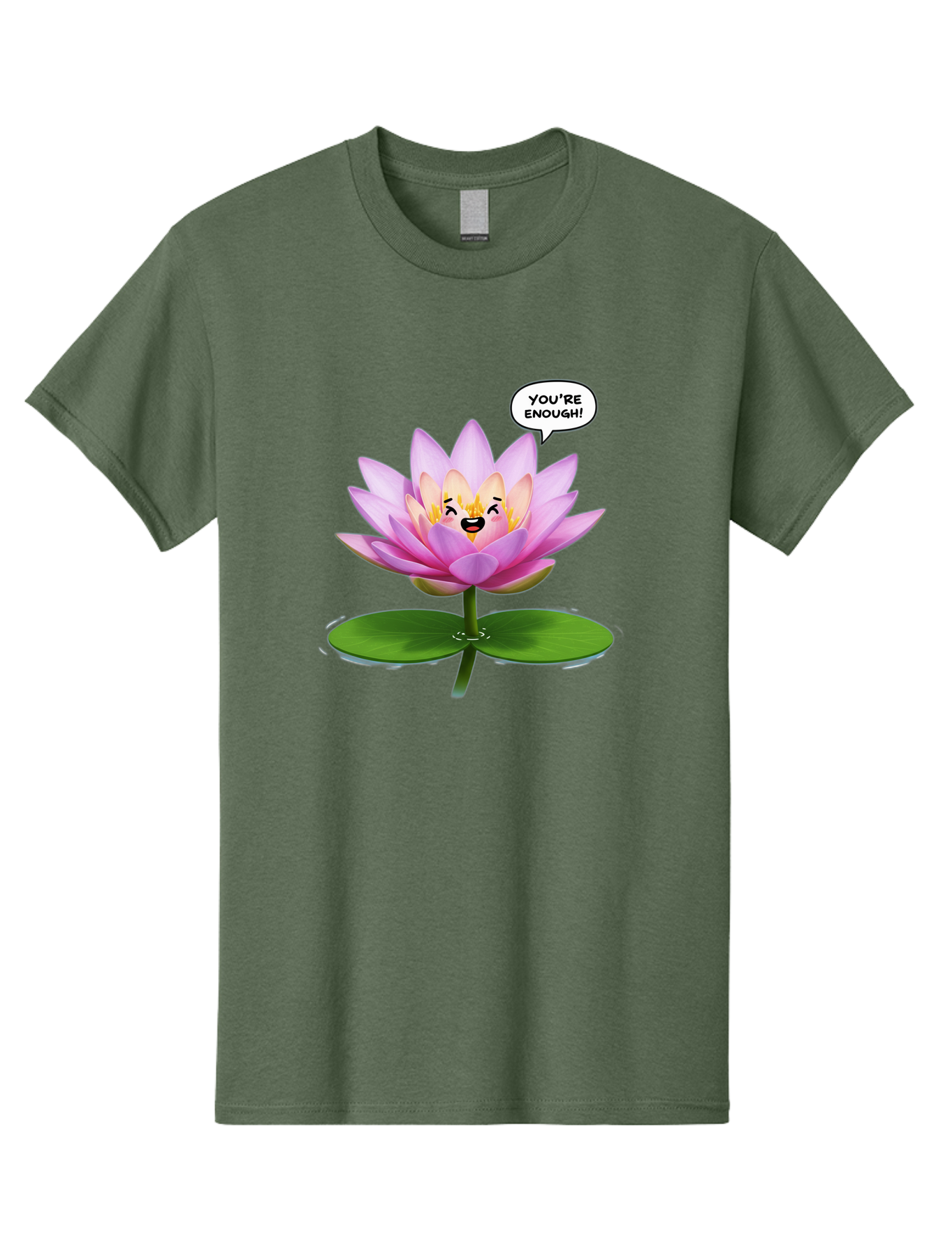You-Re-Enough-Flower Men'S Graphic Tee, 100% Cotton, Comfortable Casual Summer Wear, Machine Washable, Lotus Flower, Inspirational Quote, Positive Affirmation, Self-Love, Motivational Message, You'Re Enough, Emotional Support, Mental Wellness Bae330