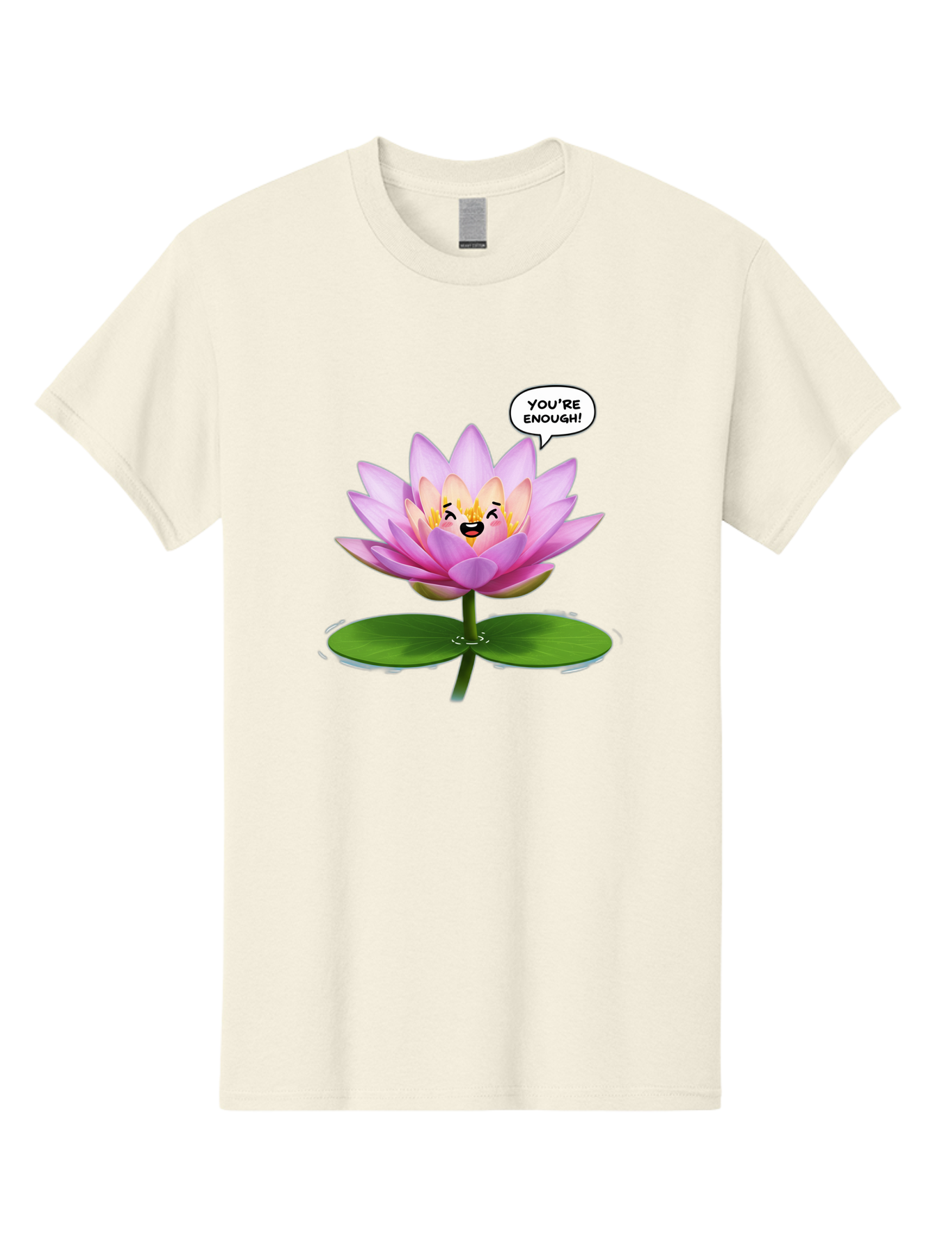 You-Re-Enough-Flower Men'S Graphic Tee, 100% Cotton, Comfortable Casual Summer Wear, Machine Washable, Lotus Flower, Inspirational Quote, Positive Affirmation, Self-Love, Motivational Message, You'Re Enough, Emotional Support, Mental Wellness Bae330
