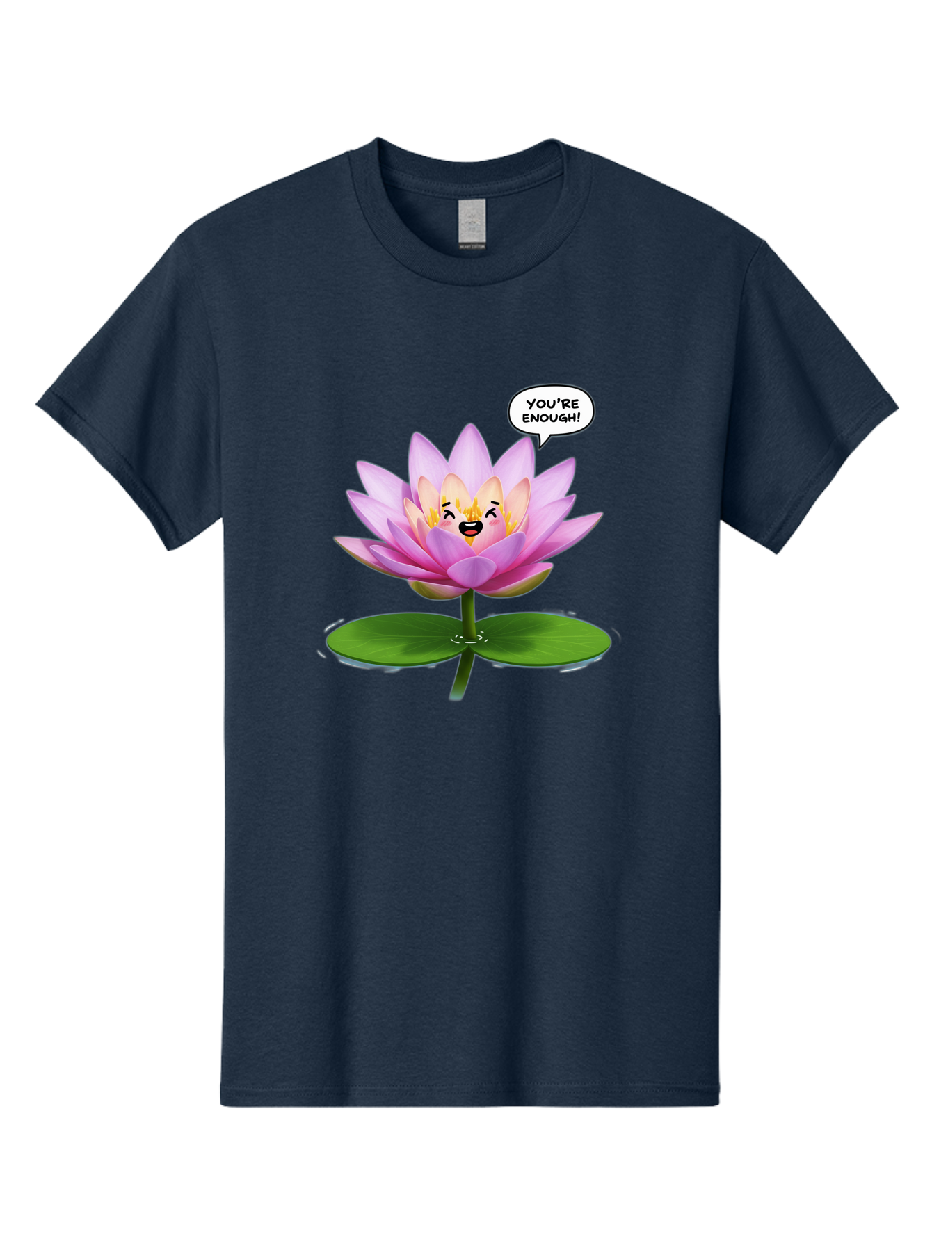 You-Re-Enough-Flower Men'S Graphic Tee, 100% Cotton, Comfortable Casual Summer Wear, Machine Washable, Lotus Flower, Inspirational Quote, Positive Affirmation, Self-Love, Motivational Message, You'Re Enough, Emotional Support, Mental Wellness Bae330
