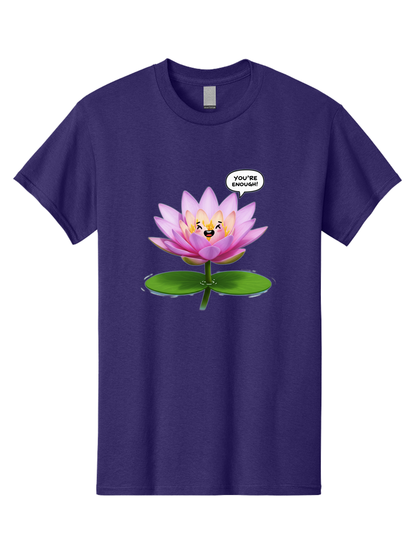 You-Re-Enough-Flower Men'S Graphic Tee, 100% Cotton, Comfortable Casual Summer Wear, Machine Washable, Lotus Flower, Inspirational Quote, Positive Affirmation, Self-Love, Motivational Message, You'Re Enough, Emotional Support, Mental Wellness Bae330
