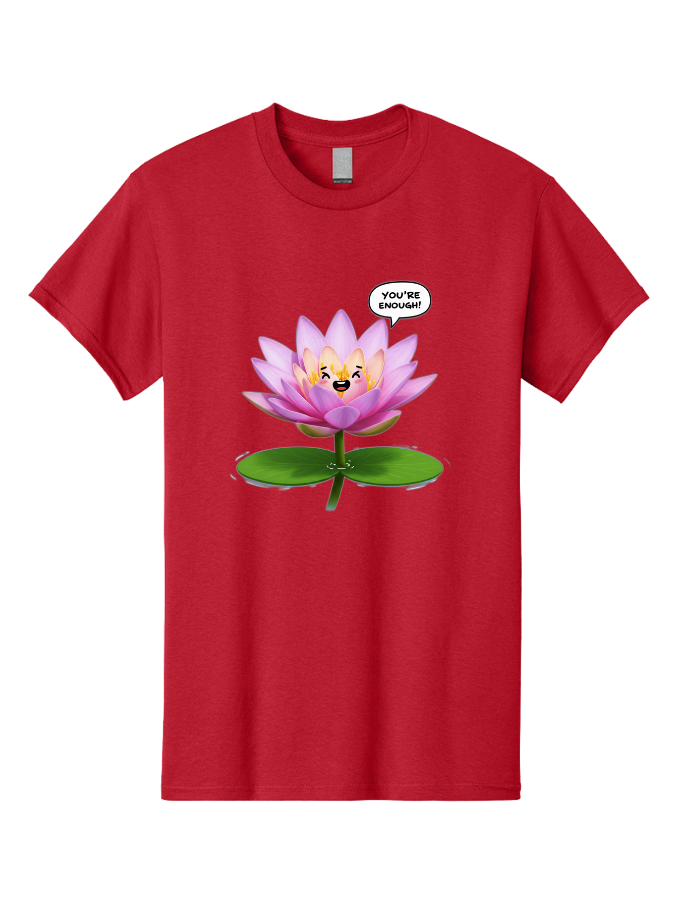 You-Re-Enough-Flower Men'S Graphic Tee, 100% Cotton, Comfortable Casual Summer Wear, Machine Washable, Lotus Flower, Inspirational Quote, Positive Affirmation, Self-Love, Motivational Message, You'Re Enough, Emotional Support, Mental Wellness Bae330