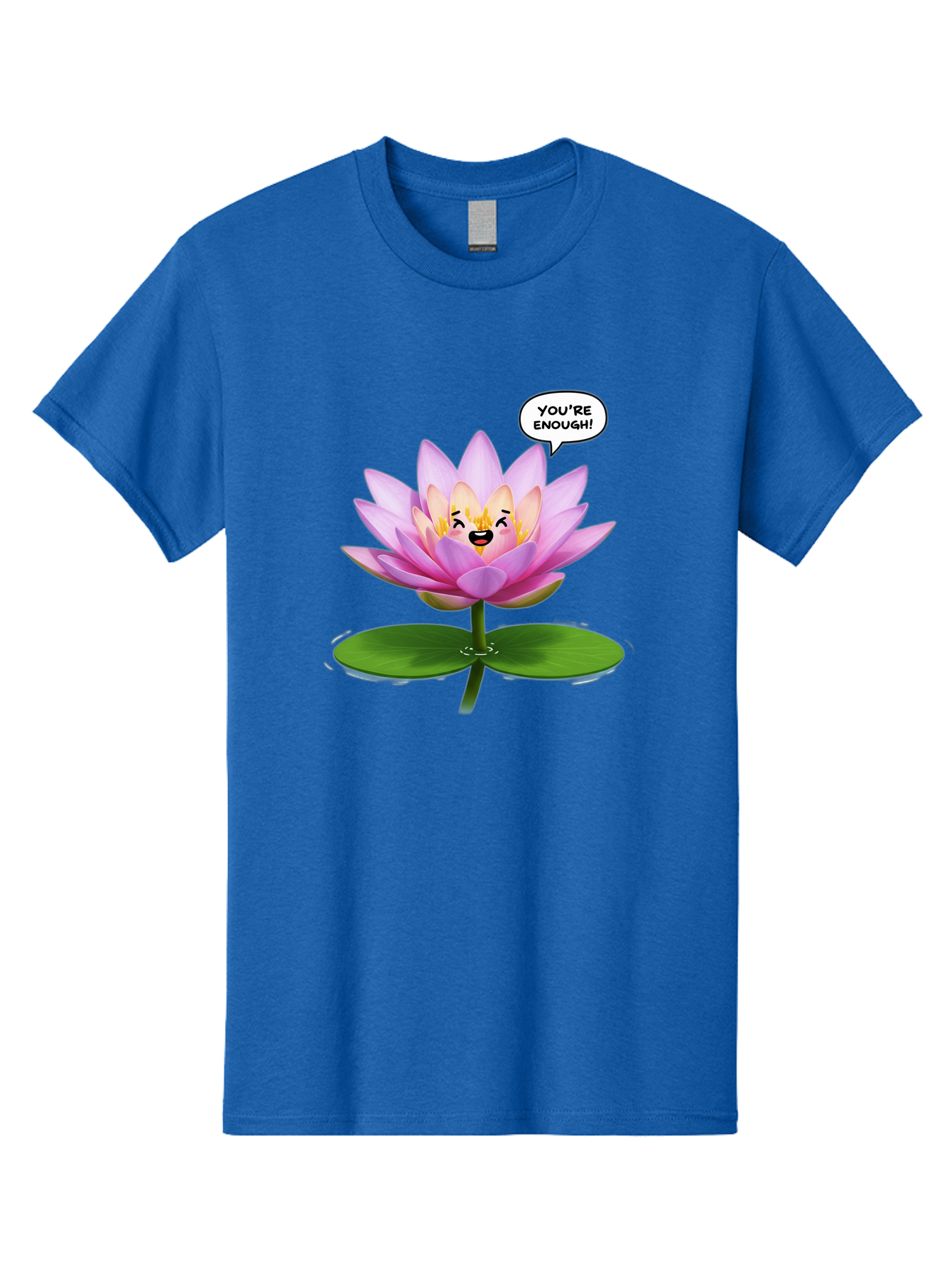 You-Re-Enough-Flower Men'S Graphic Tee, 100% Cotton, Comfortable Casual Summer Wear, Machine Washable, Lotus Flower, Inspirational Quote, Positive Affirmation, Self-Love, Motivational Message, You'Re Enough, Emotional Support, Mental Wellness Bae330