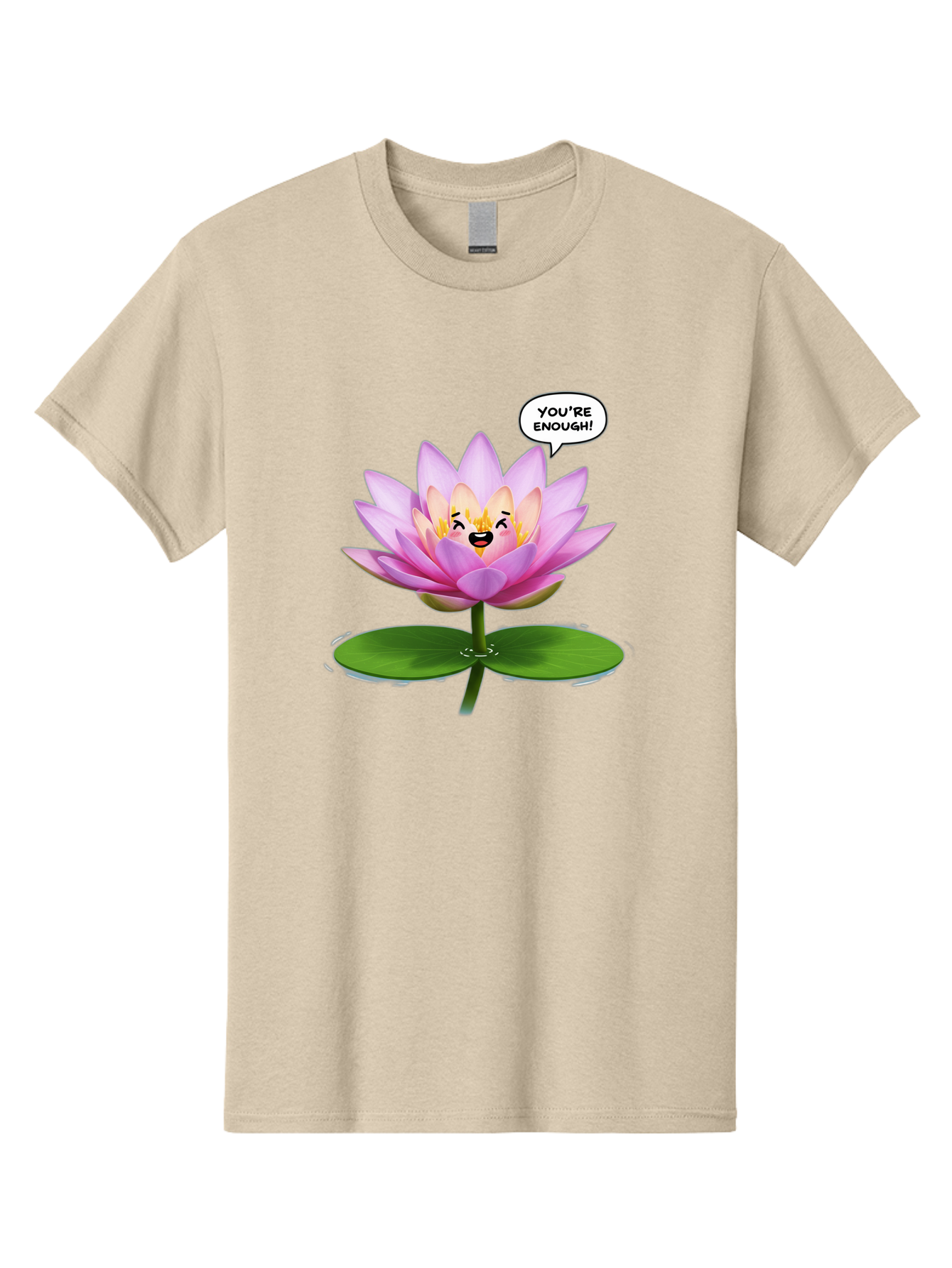 You-Re-Enough-Flower Men'S Graphic Tee, 100% Cotton, Comfortable Casual Summer Wear, Machine Washable, Lotus Flower, Inspirational Quote, Positive Affirmation, Self-Love, Motivational Message, You'Re Enough, Emotional Support, Mental Wellness Bae330