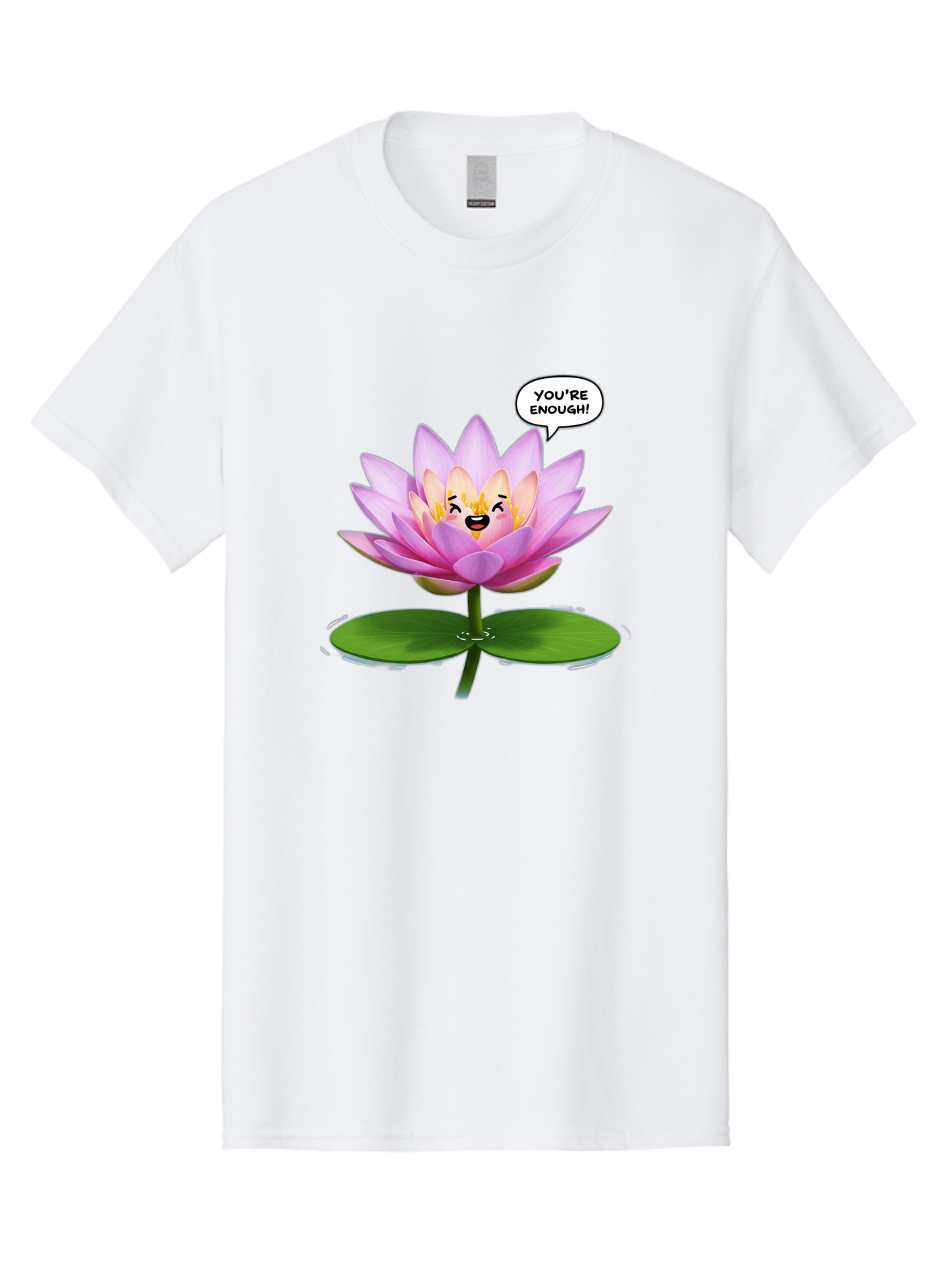You-Re-Enough-Flower Men'S Graphic Tee, 100% Cotton, Comfortable Casual Summer Wear, Machine Washable, Lotus Flower, Inspirational Quote, Positive Affirmation, Self-Love, Motivational Message, You'Re Enough, Emotional Support, Mental Wellness Bae330