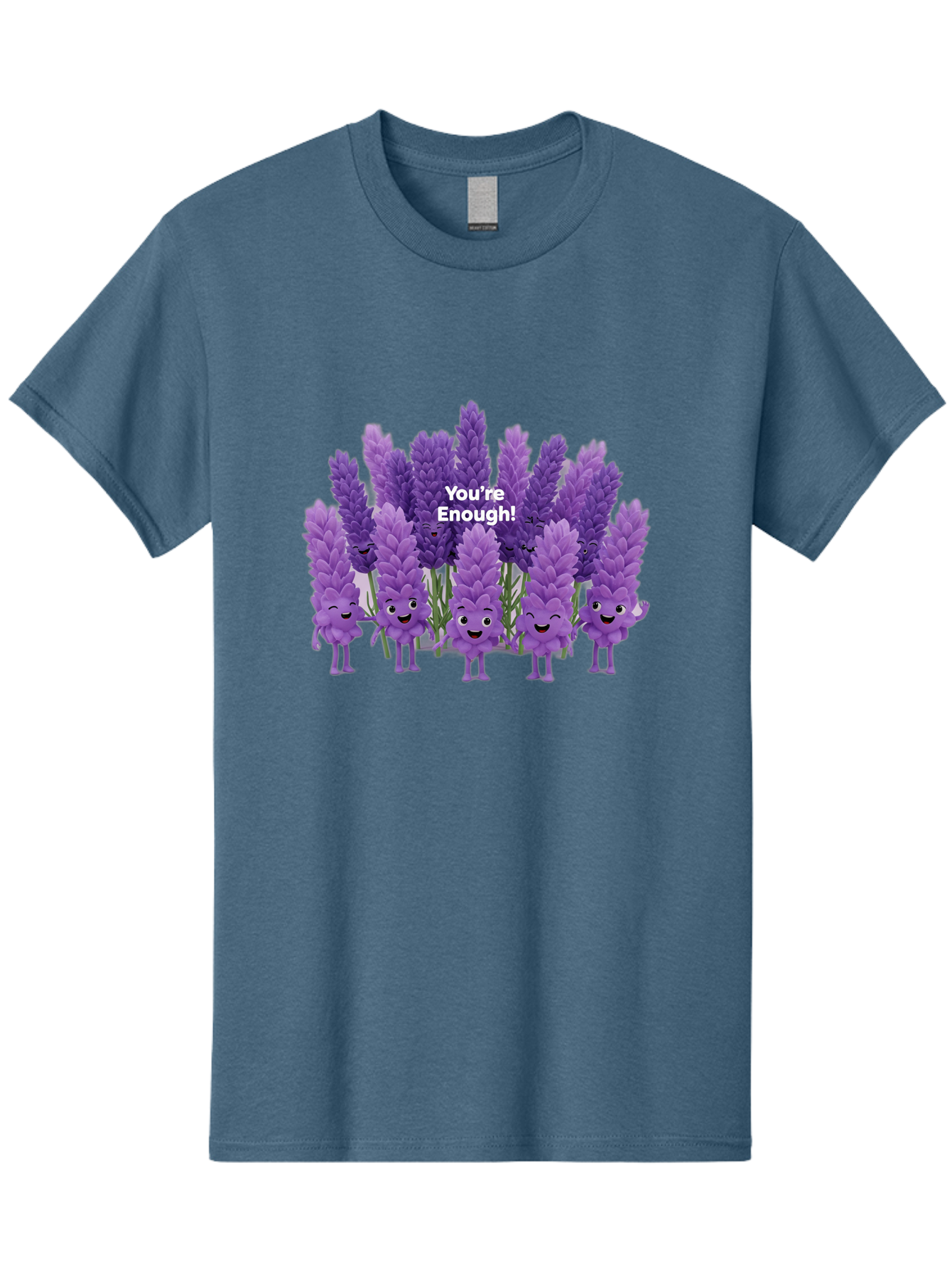 You-Re-Enough-Lavender Men'S Graphic Tee, 100% Cotton, Comfortable Casual Summer Wear, Machine Washable, Lavender Flowers, Happy Cartoon Characters, Purple Blooms, Positive Affirmation, You'Re Enough, Self Love, Mental Wellness, Happy Faces Bae331