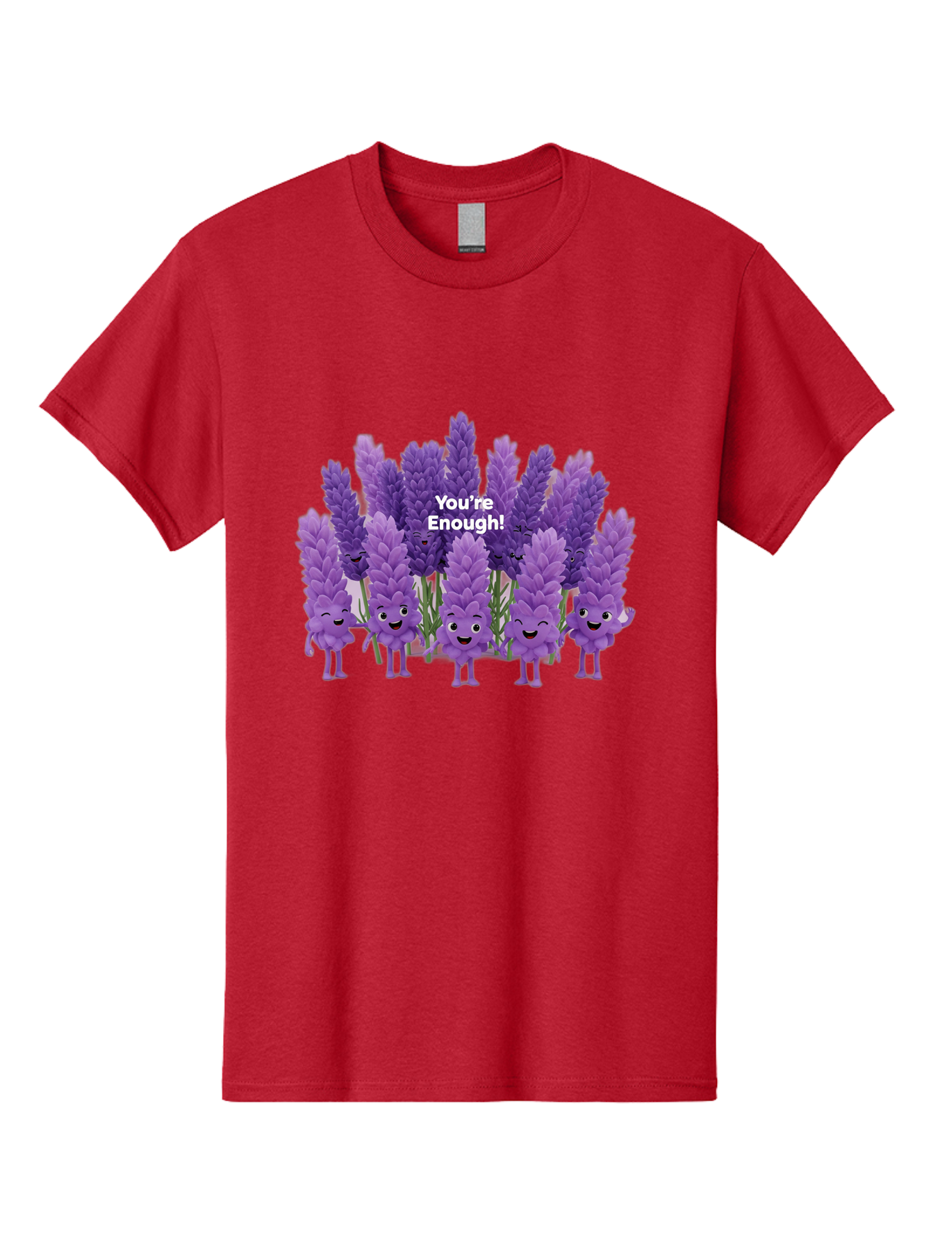You-Re-Enough-Lavender Men'S Graphic Tee, 100% Cotton, Comfortable Casual Summer Wear, Machine Washable, Lavender Flowers, Happy Cartoon Characters, Purple Blooms, Positive Affirmation, You'Re Enough, Self Love, Mental Wellness, Happy Faces Bae331