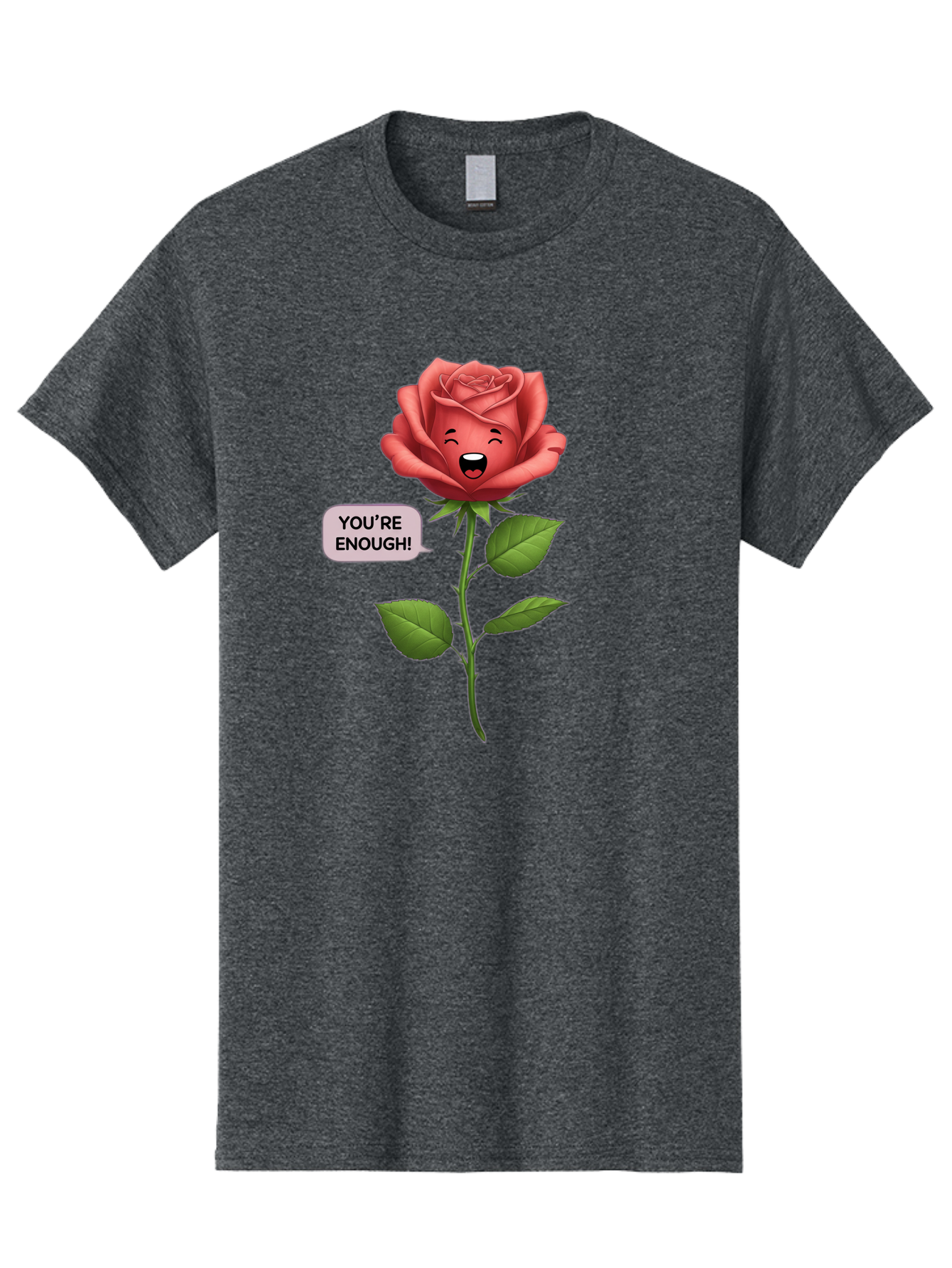 You-Re-Enough-Rose Men'S Graphic Tee, 100% Cotton, Comfortable Casual Summer Wear, Machine Washable, Rose With Face, You'Re Enough! Text, Positive Affirmation, Self-Love, Empowerment, Motivational Quote, Love Yourself, Floral Illustration, Bae332