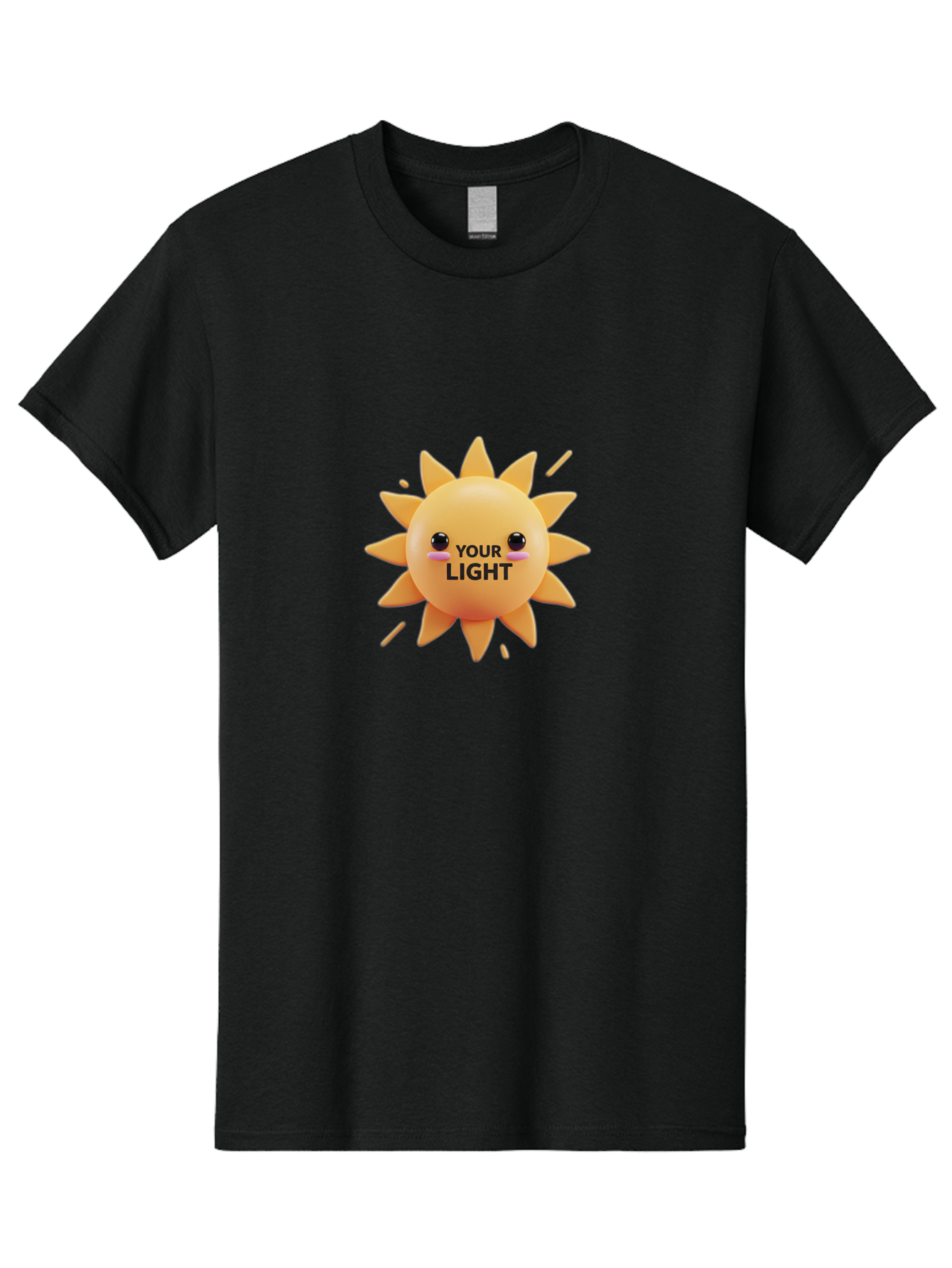 Your-Light-1 Men'S Graphic Tee, 100% Cotton, Comfortable Casual Summer Wear, Machine Washable, Smiling Sun, Positive Vibes, Happy Face, Inspirational Quote, Motivational Message, Inner Light, Warm Personality Bae334