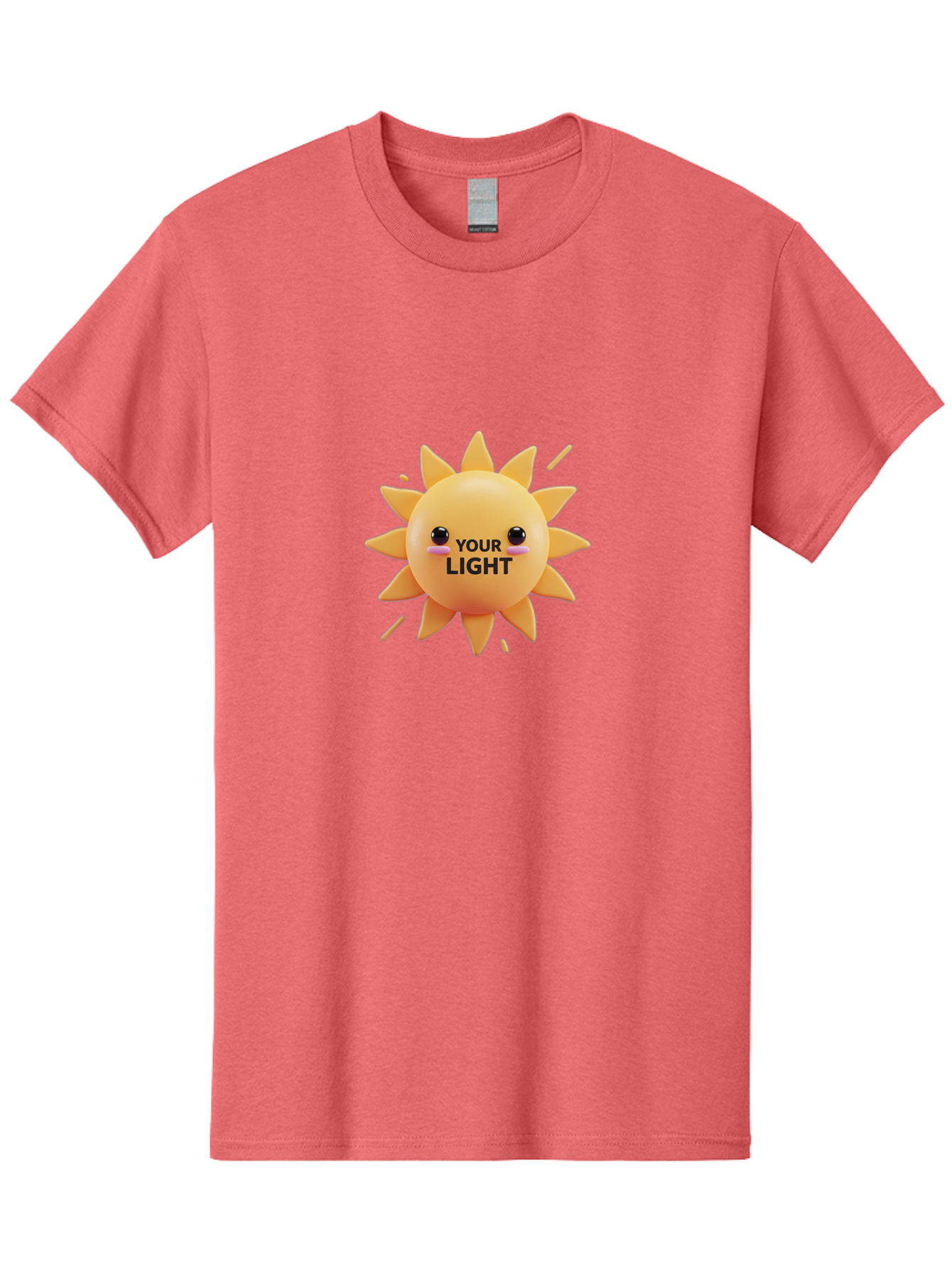 Your-Light-1 Men'S Graphic Tee, 100% Cotton, Comfortable Casual Summer Wear, Machine Washable, Smiling Sun, Positive Vibes, Happy Face, Inspirational Quote, Motivational Message, Inner Light, Warm Personality Bae334