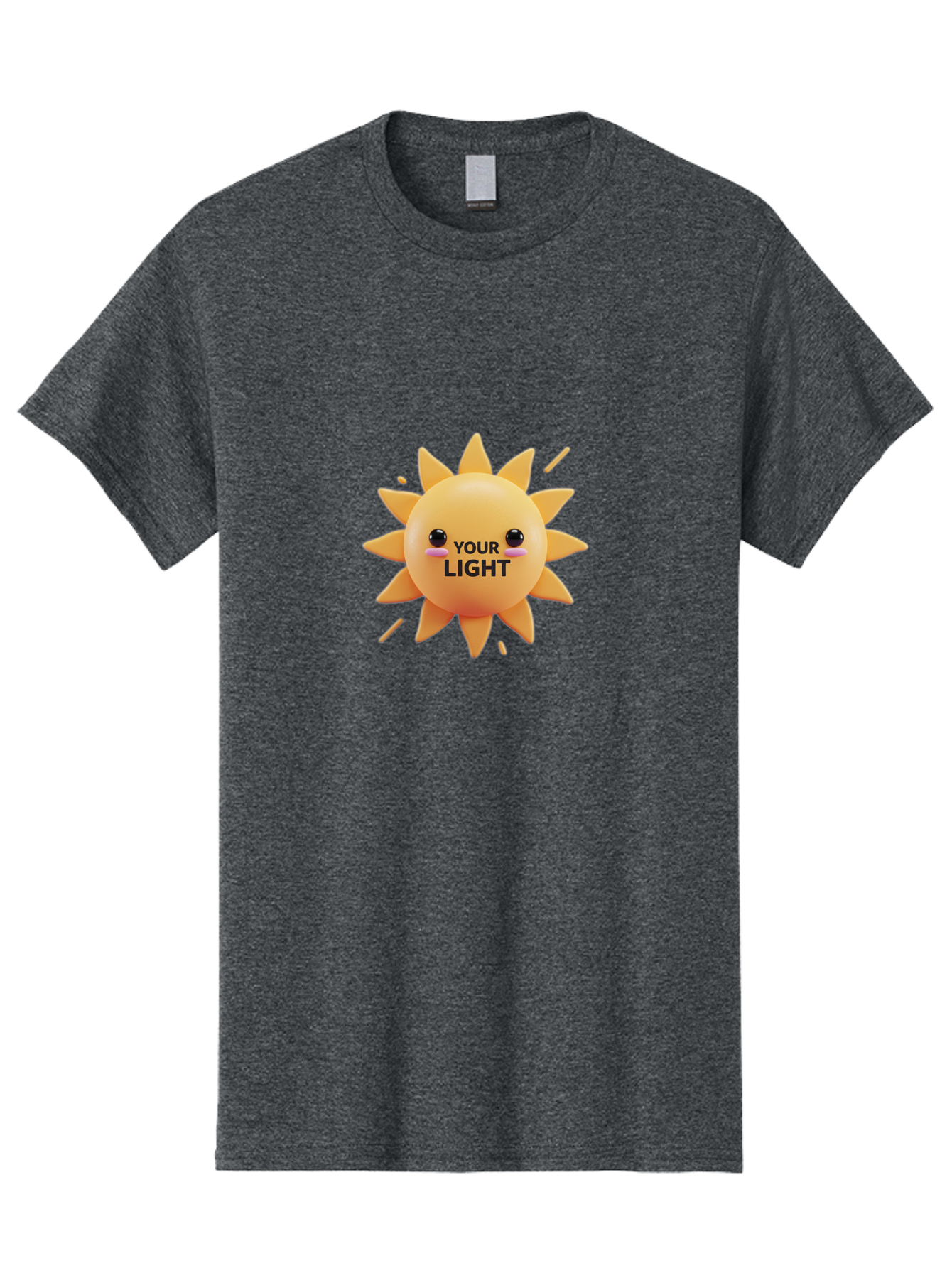 Your-Light-1 Men'S Graphic Tee, 100% Cotton, Comfortable Casual Summer Wear, Machine Washable, Smiling Sun, Positive Vibes, Happy Face, Inspirational Quote, Motivational Message, Inner Light, Warm Personality Bae334