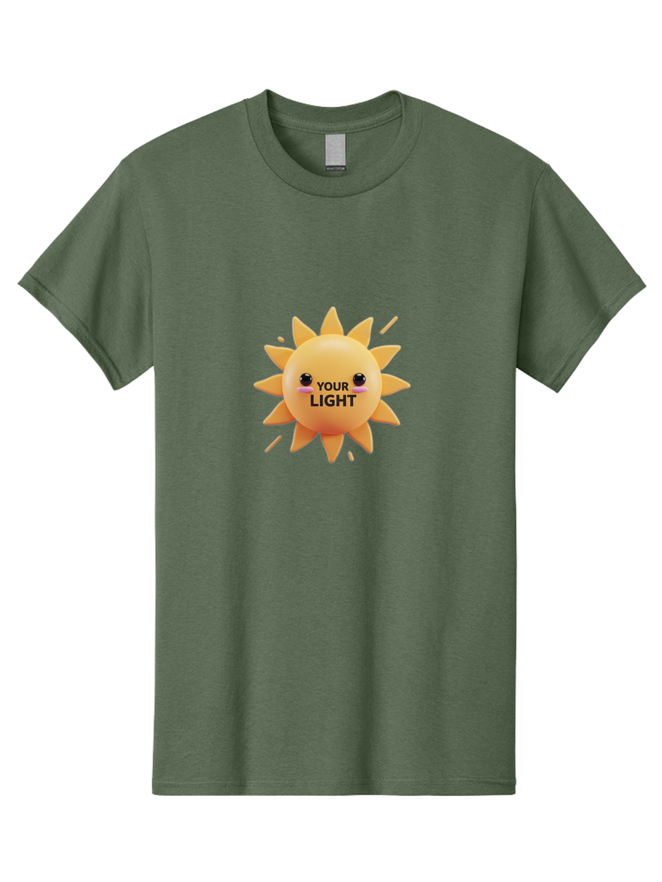 Your-Light-1 Men'S Graphic Tee, 100% Cotton, Comfortable Casual Summer Wear, Machine Washable, Smiling Sun, Positive Vibes, Happy Face, Inspirational Quote, Motivational Message, Inner Light, Warm Personality Bae334