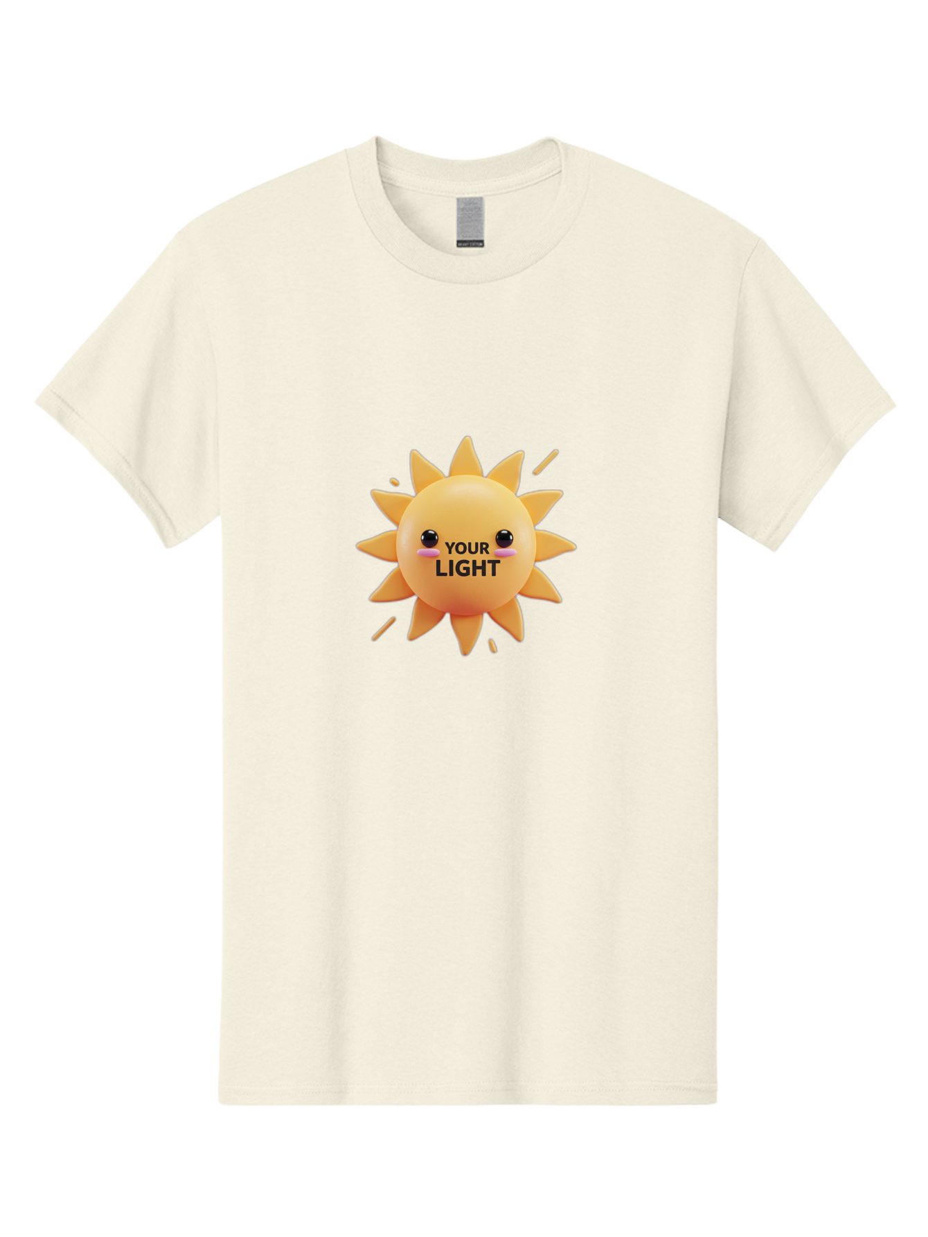 Your-Light-1 Men'S Graphic Tee, 100% Cotton, Comfortable Casual Summer Wear, Machine Washable, Smiling Sun, Positive Vibes, Happy Face, Inspirational Quote, Motivational Message, Inner Light, Warm Personality Bae334