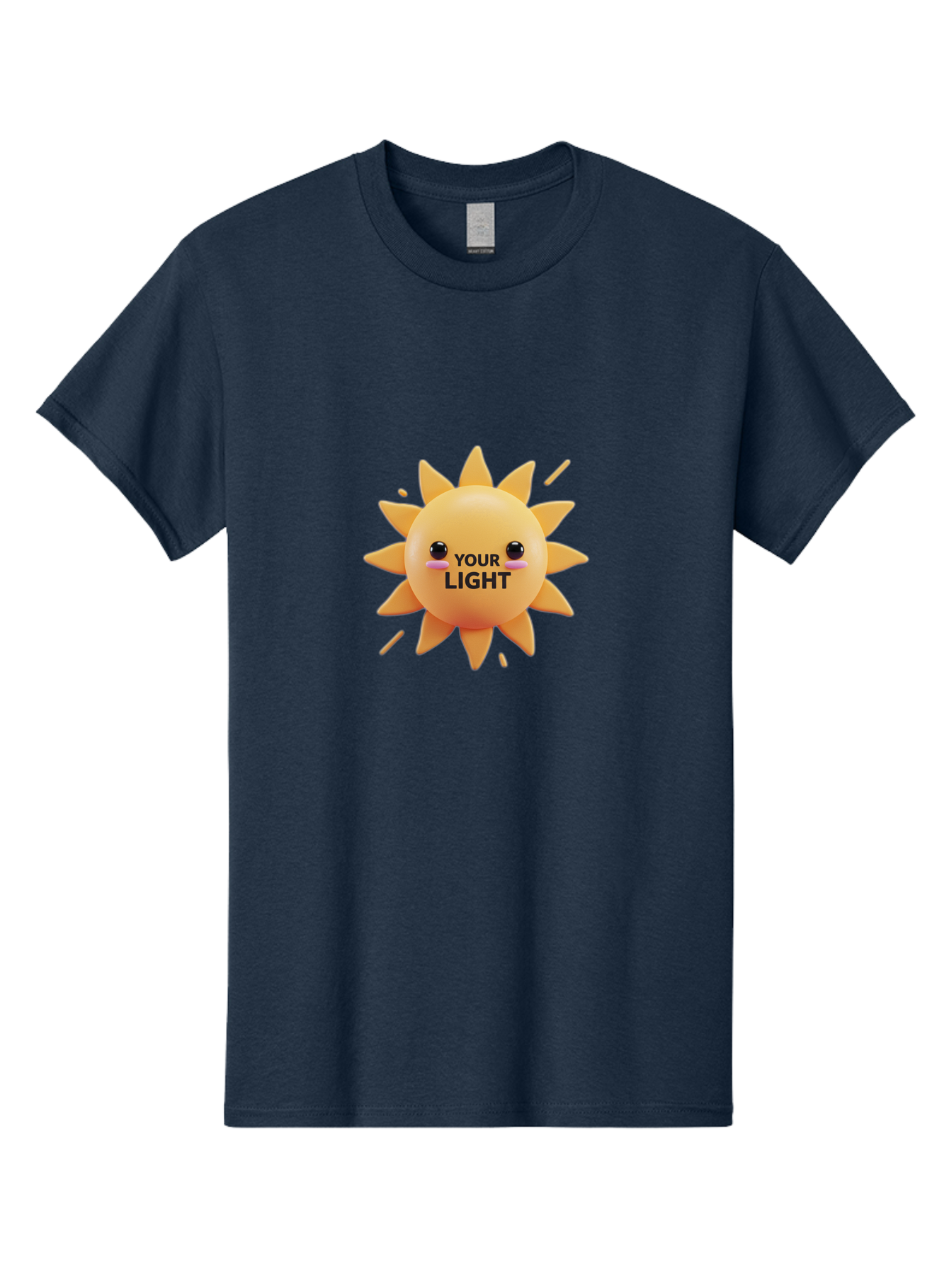 Your-Light-1 Men'S Graphic Tee, 100% Cotton, Comfortable Casual Summer Wear, Machine Washable, Smiling Sun, Positive Vibes, Happy Face, Inspirational Quote, Motivational Message, Inner Light, Warm Personality Bae334