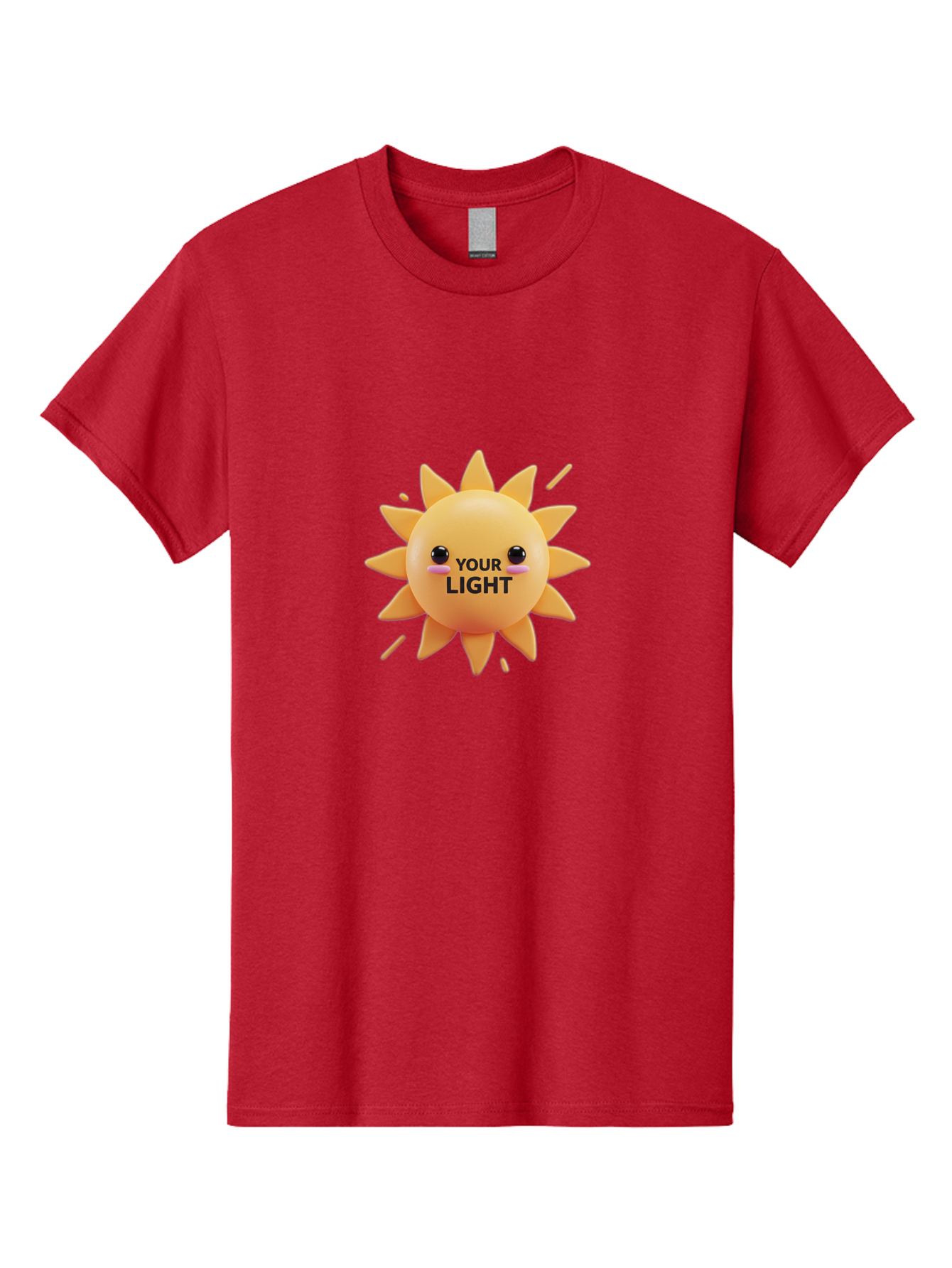 Your-Light-1 Men'S Graphic Tee, 100% Cotton, Comfortable Casual Summer Wear, Machine Washable, Smiling Sun, Positive Vibes, Happy Face, Inspirational Quote, Motivational Message, Inner Light, Warm Personality Bae334