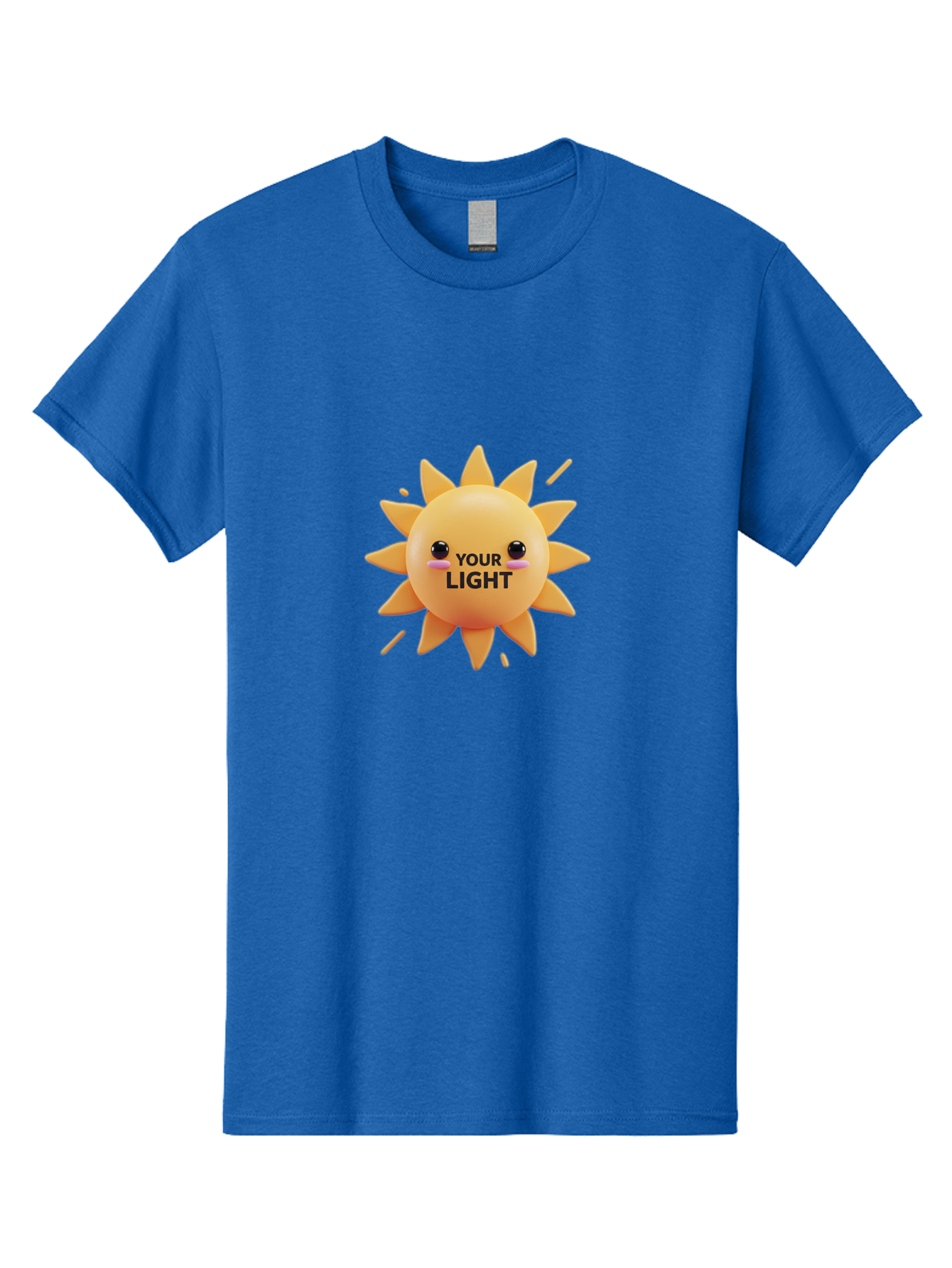 Your-Light-1 Men'S Graphic Tee, 100% Cotton, Comfortable Casual Summer Wear, Machine Washable, Smiling Sun, Positive Vibes, Happy Face, Inspirational Quote, Motivational Message, Inner Light, Warm Personality Bae334