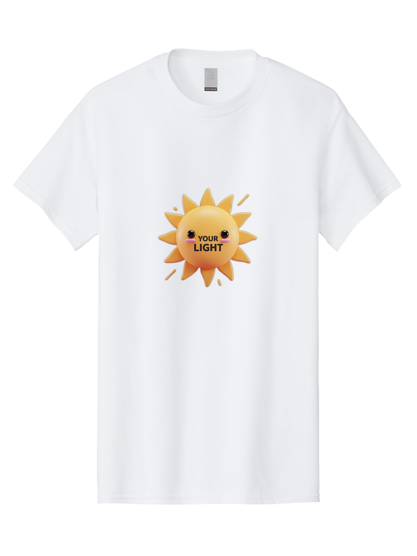 Your-Light-1 Men'S Graphic Tee, 100% Cotton, Comfortable Casual Summer Wear, Machine Washable, Smiling Sun, Positive Vibes, Happy Face, Inspirational Quote, Motivational Message, Inner Light, Warm Personality Bae334