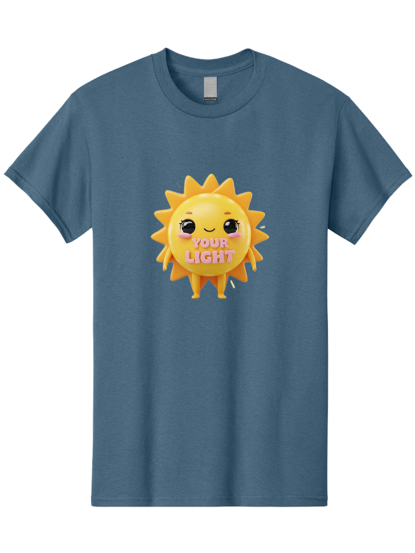Your-Light Men'S Graphic Tee, 100% Cotton, Comfortable Casual Summer Wear, Machine Washable, Smiling Sun Character, Cute Cartoon Sun, Positive Vibes, Inspirational Quote, Sunshine Illustration, Happy Face, Yellow Sun, Inner Light Bae335