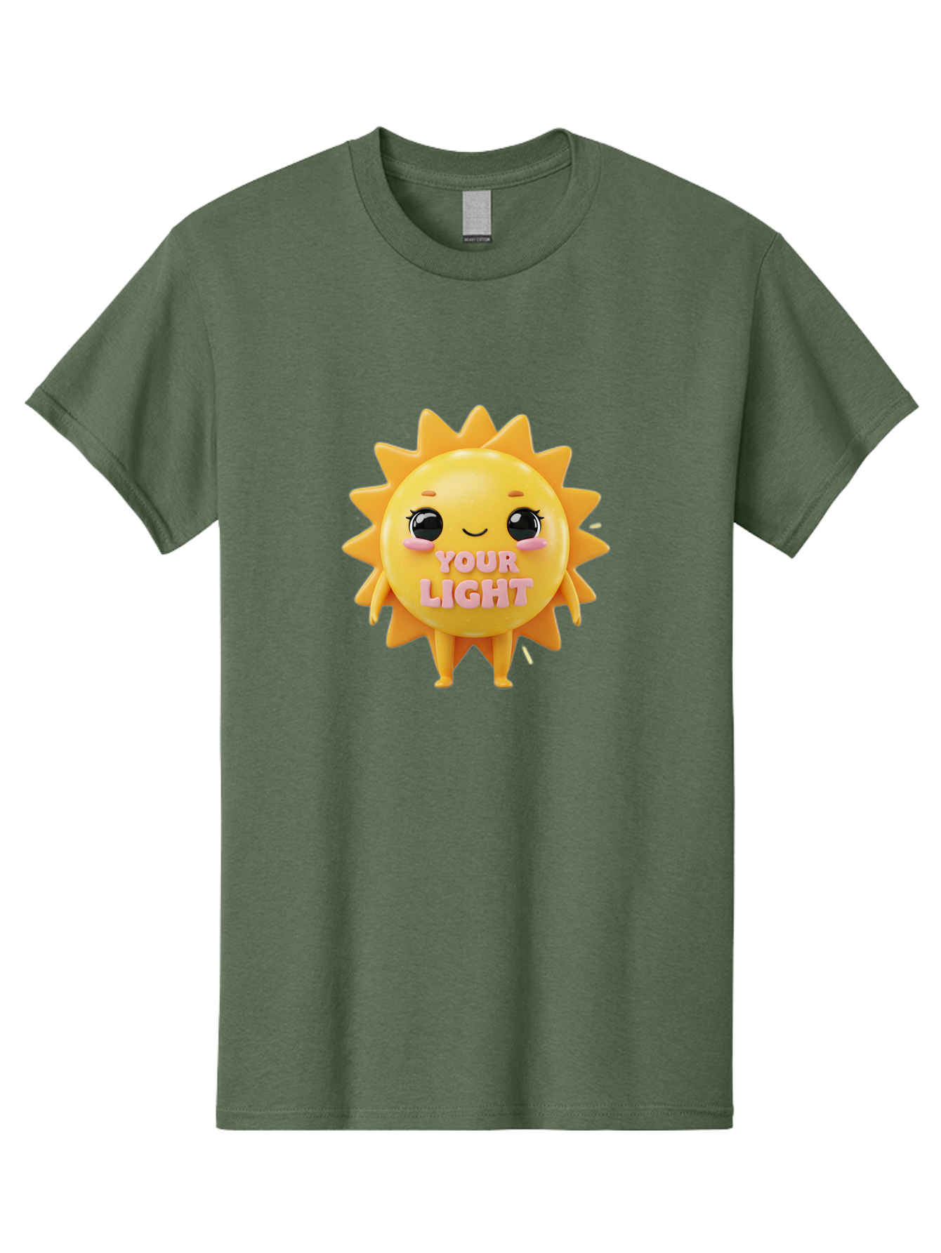 Your-Light Men'S Graphic Tee, 100% Cotton, Comfortable Casual Summer Wear, Machine Washable, Smiling Sun Character, Cute Cartoon Sun, Positive Vibes, Inspirational Quote, Sunshine Illustration, Happy Face, Yellow Sun, Inner Light Bae335