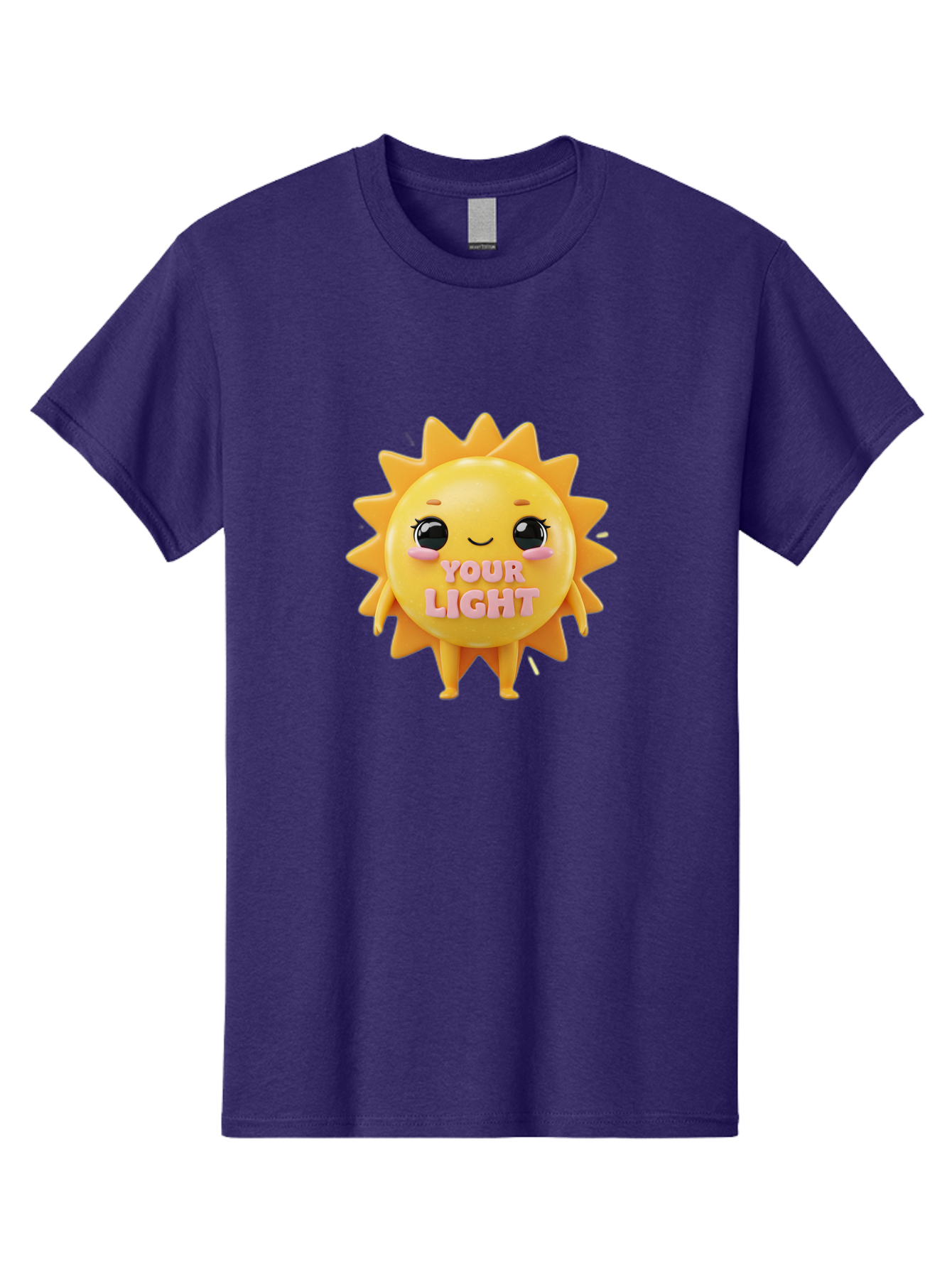 Your-Light Men'S Graphic Tee, 100% Cotton, Comfortable Casual Summer Wear, Machine Washable, Smiling Sun Character, Cute Cartoon Sun, Positive Vibes, Inspirational Quote, Sunshine Illustration, Happy Face, Yellow Sun, Inner Light Bae335