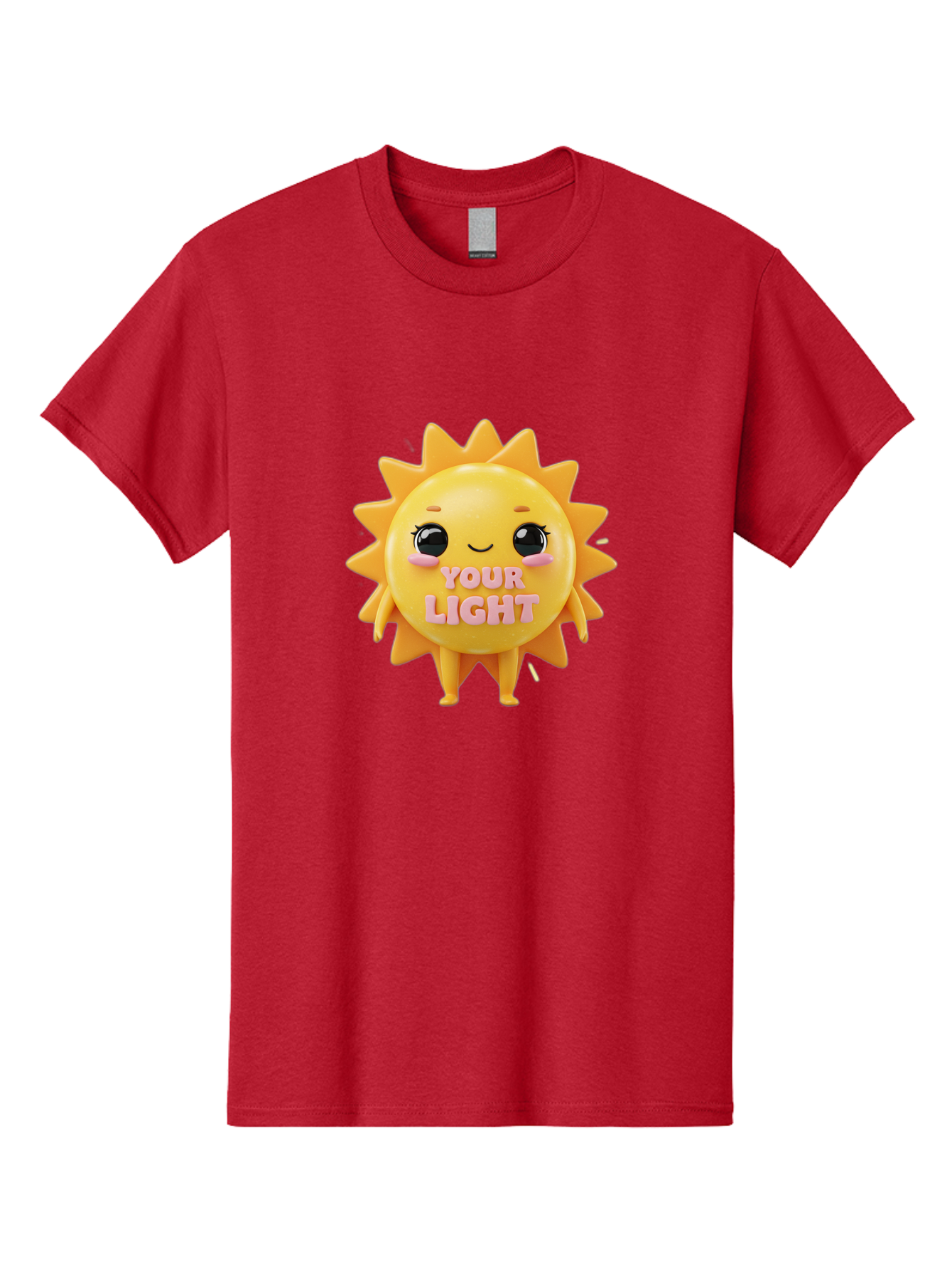 Your-Light Men'S Graphic Tee, 100% Cotton, Comfortable Casual Summer Wear, Machine Washable, Smiling Sun Character, Cute Cartoon Sun, Positive Vibes, Inspirational Quote, Sunshine Illustration, Happy Face, Yellow Sun, Inner Light Bae335