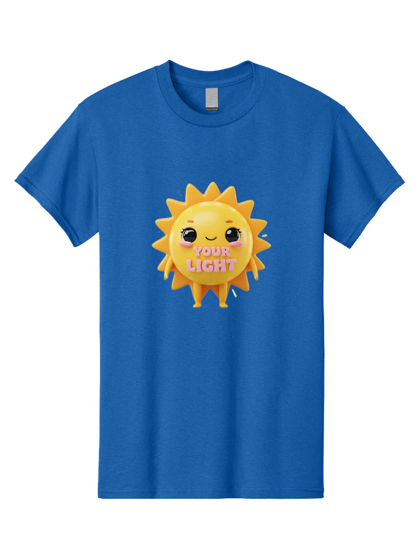 Your-Light Men'S Graphic Tee, 100% Cotton, Comfortable Casual Summer Wear, Machine Washable, Smiling Sun Character, Cute Cartoon Sun, Positive Vibes, Inspirational Quote, Sunshine Illustration, Happy Face, Yellow Sun, Inner Light Bae335