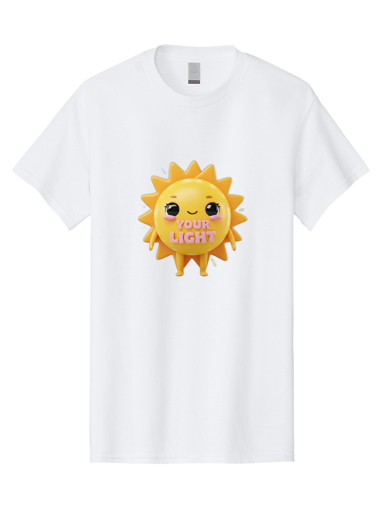 Your-Light Men'S Graphic Tee, 100% Cotton, Comfortable Casual Summer Wear, Machine Washable, Smiling Sun Character, Cute Cartoon Sun, Positive Vibes, Inspirational Quote, Sunshine Illustration, Happy Face, Yellow Sun, Inner Light Bae335
