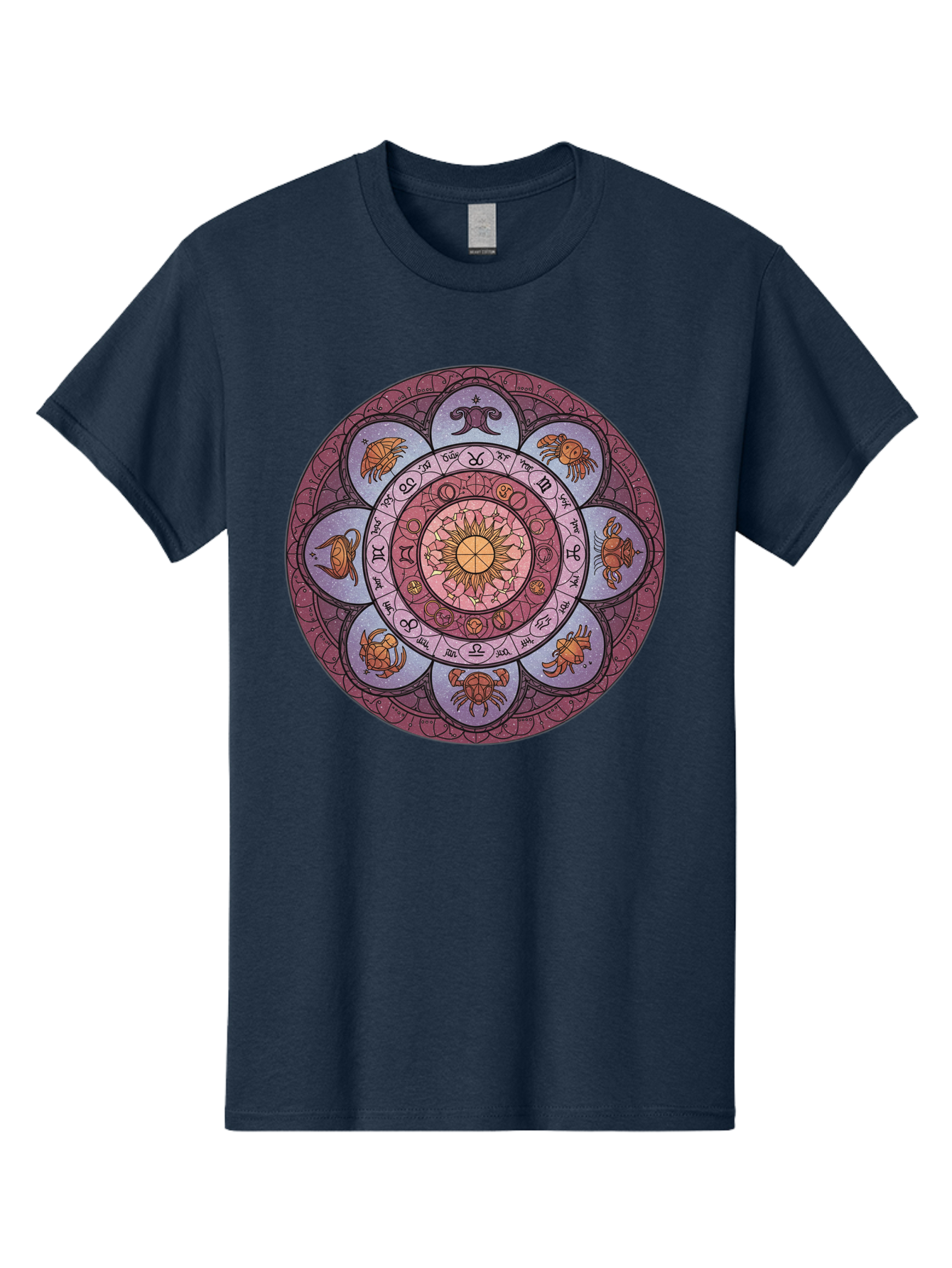 Zodiac-Circle-1 Men'S Graphic Tee, 100% Cotton, Comfortable Casual Summer Wear, Machine Washable, Zodiac Signs, Astrology Symbols, Celestial Wheel, Mandala Design, Spiritual Pattern, Mystical Art, Horoscope Chart, Esoteric Symbolism, Bae336