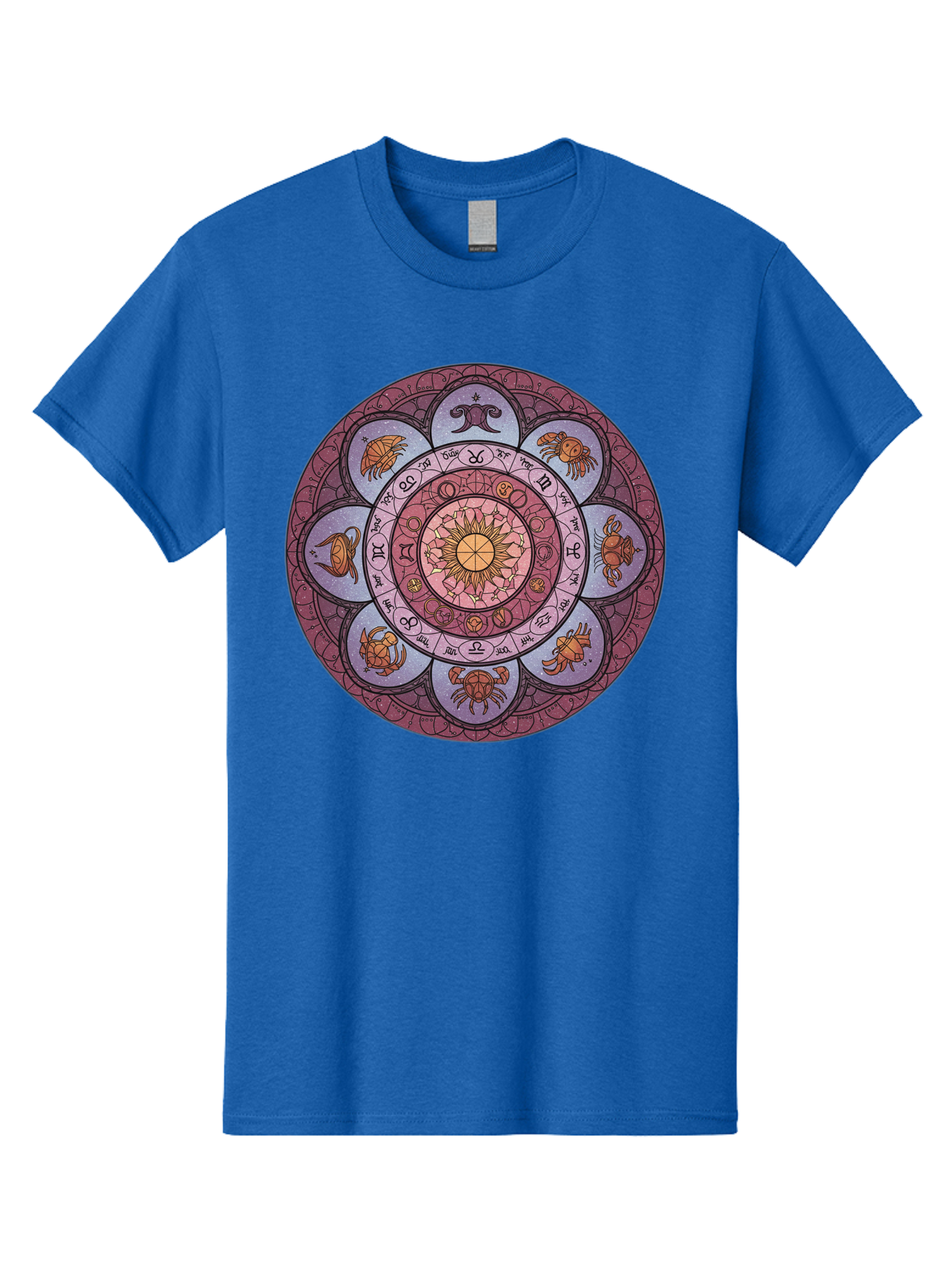 Zodiac-Circle-1 Men'S Graphic Tee, 100% Cotton, Comfortable Casual Summer Wear, Machine Washable, Zodiac Signs, Astrology Symbols, Celestial Wheel, Mandala Design, Spiritual Pattern, Mystical Art, Horoscope Chart, Esoteric Symbolism, Bae336