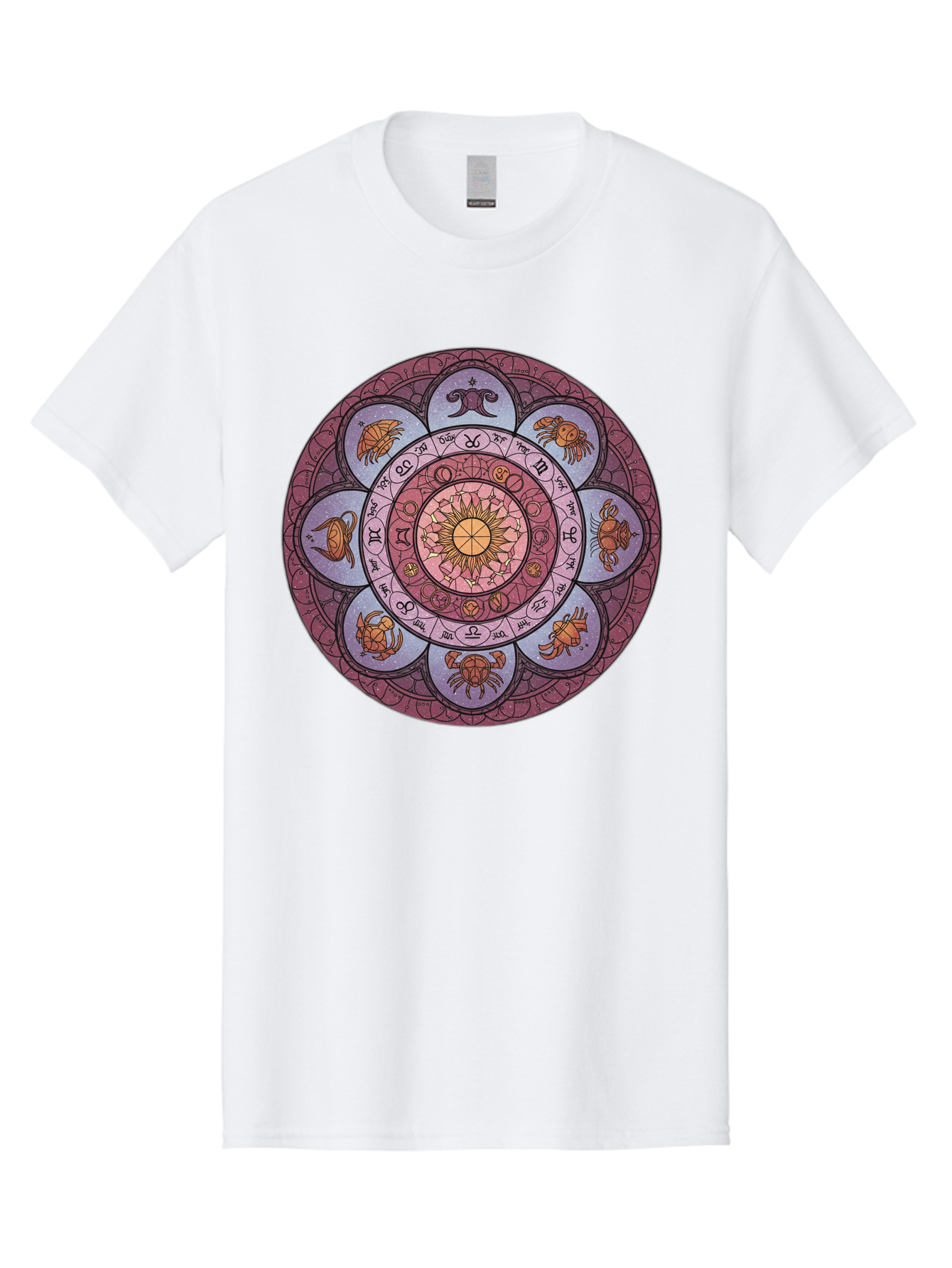 Zodiac-Circle-1 Men'S Graphic Tee, 100% Cotton, Comfortable Casual Summer Wear, Machine Washable, Zodiac Signs, Astrology Symbols, Celestial Wheel, Mandala Design, Spiritual Pattern, Mystical Art, Horoscope Chart, Esoteric Symbolism, Bae336