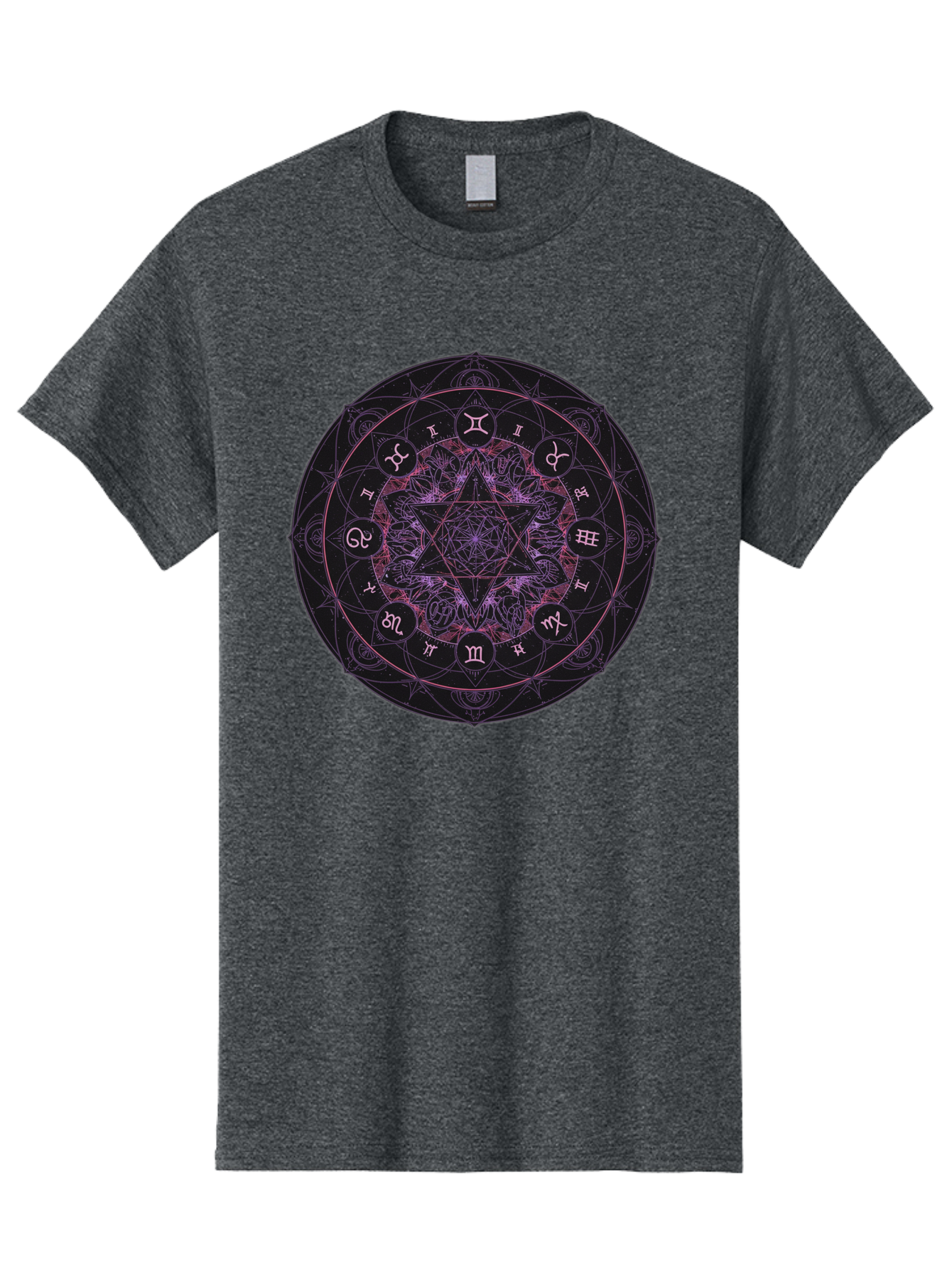 Zodiac-Mandala-1 Men'S Graphic Tee, 100% Cotton, Comfortable Casual Summer Wear, Machine Washable, Kabbalah Symbols, Zodiac Signs, Mystic Mandala, Sacred Geometry, Spiritual Art, Magical Symbols, Esoteric Wheel, Mystical Astrology Bae338