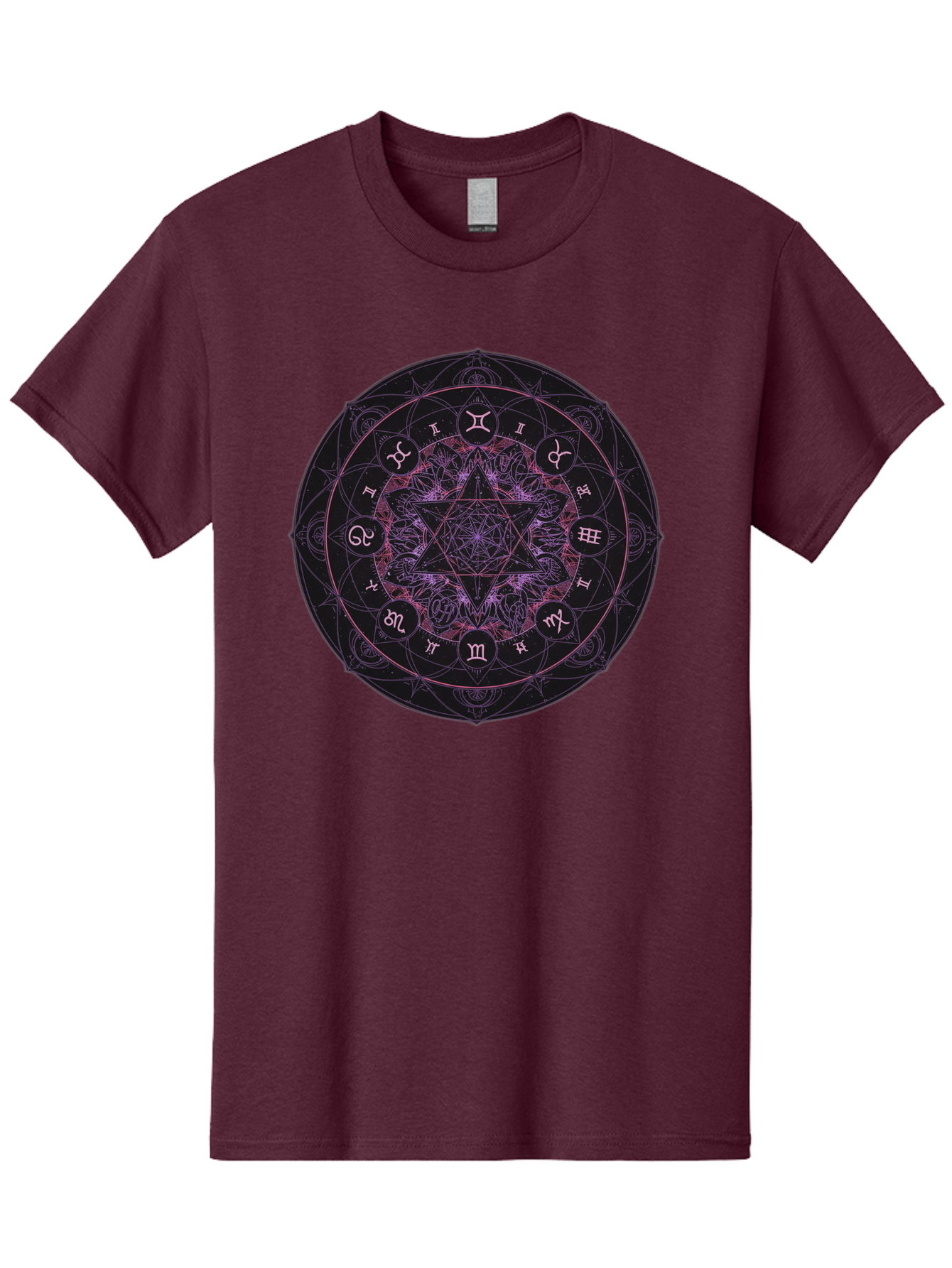 Zodiac-Mandala-1 Men'S Graphic Tee, 100% Cotton, Comfortable Casual Summer Wear, Machine Washable, Kabbalah Symbols, Zodiac Signs, Mystic Mandala, Sacred Geometry, Spiritual Art, Magical Symbols, Esoteric Wheel, Mystical Astrology Bae338