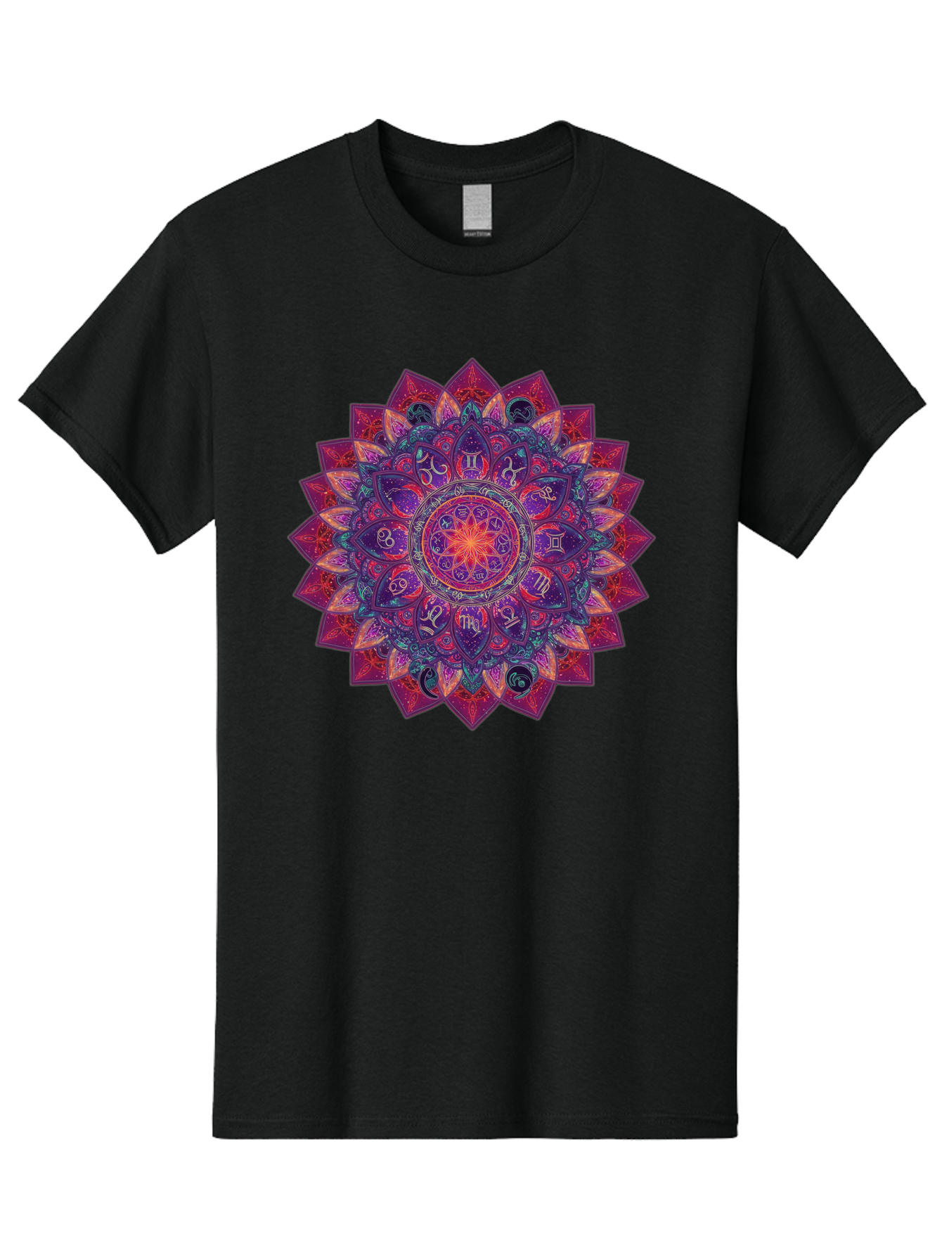 Zodiac-Mandala-2 Men'S Graphic Tee, 100% Cotton, Comfortable Casual Summer Wear, Machine Washable, Zodiac Signs, Astrology Symbols, Mandala Art, Spiritual Design, Mystical Patterns, Colorful Mandala, Intricate Details, Symbolic Representation, Bae339