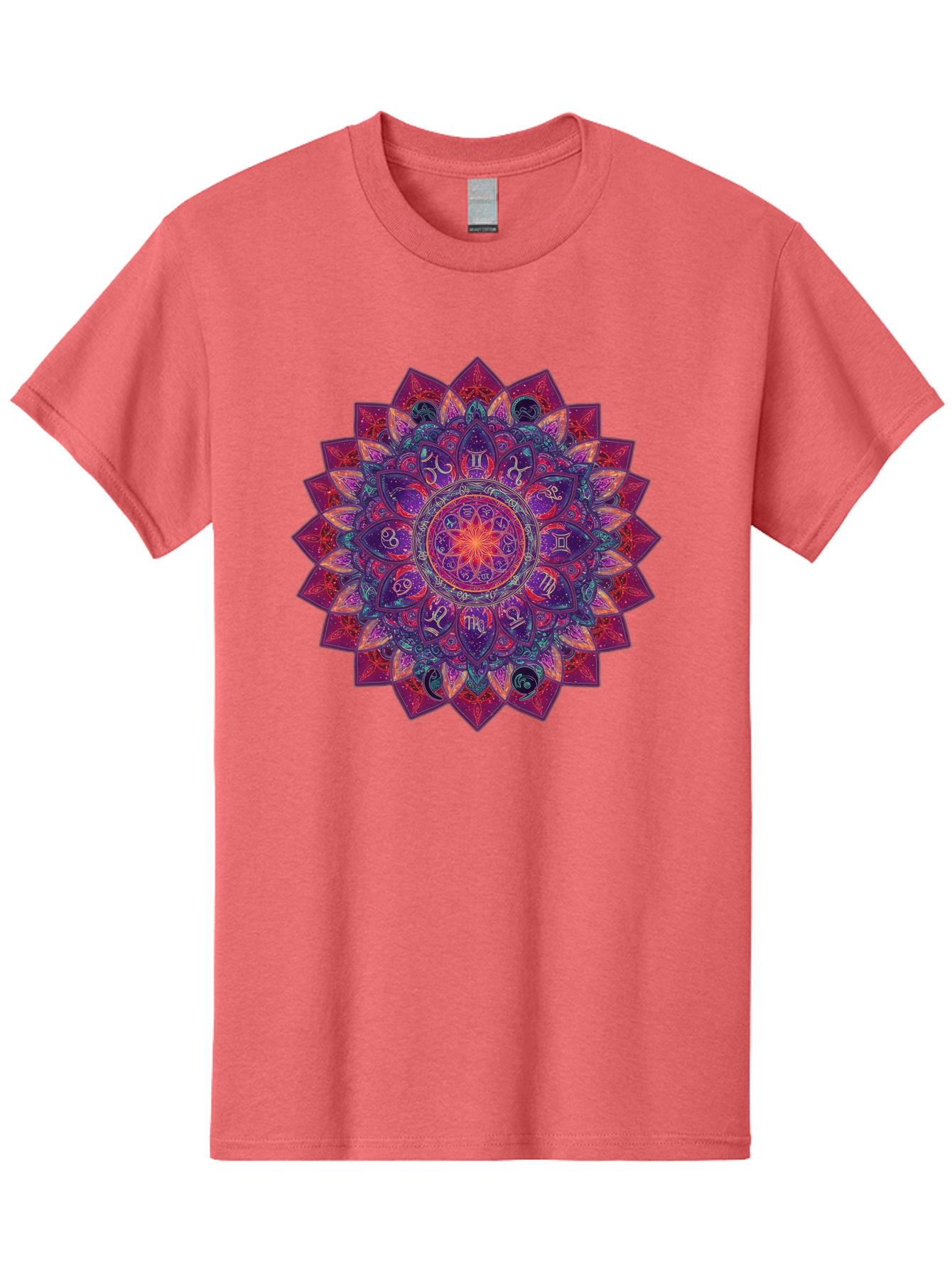 Zodiac-Mandala-2 Men'S Graphic Tee, 100% Cotton, Comfortable Casual Summer Wear, Machine Washable, Zodiac Signs, Astrology Symbols, Mandala Art, Spiritual Design, Mystical Patterns, Colorful Mandala, Intricate Details, Symbolic Representation, Bae339