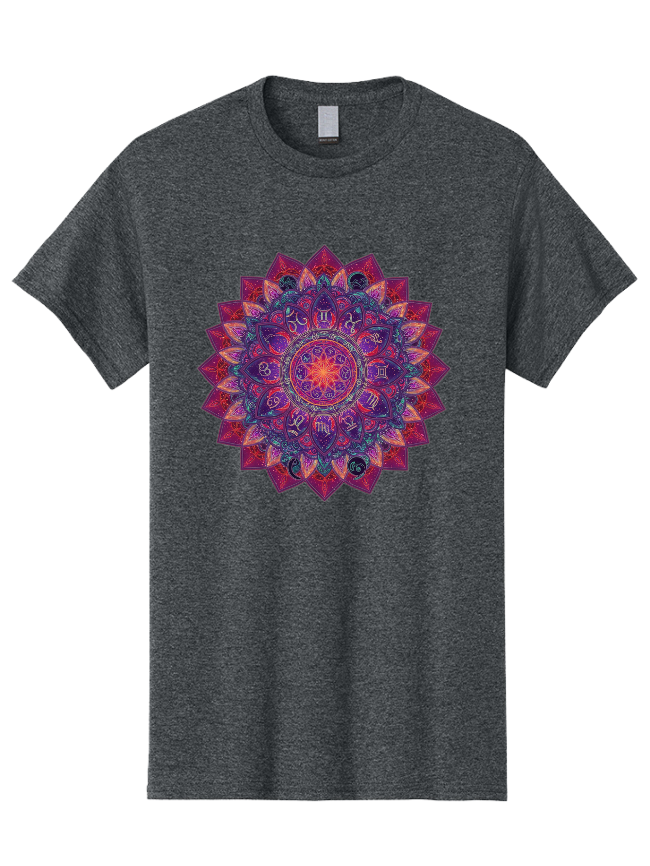 Zodiac-Mandala-2 Men'S Graphic Tee, 100% Cotton, Comfortable Casual Summer Wear, Machine Washable, Zodiac Signs, Astrology Symbols, Mandala Art, Spiritual Design, Mystical Patterns, Colorful Mandala, Intricate Details, Symbolic Representation, Bae339