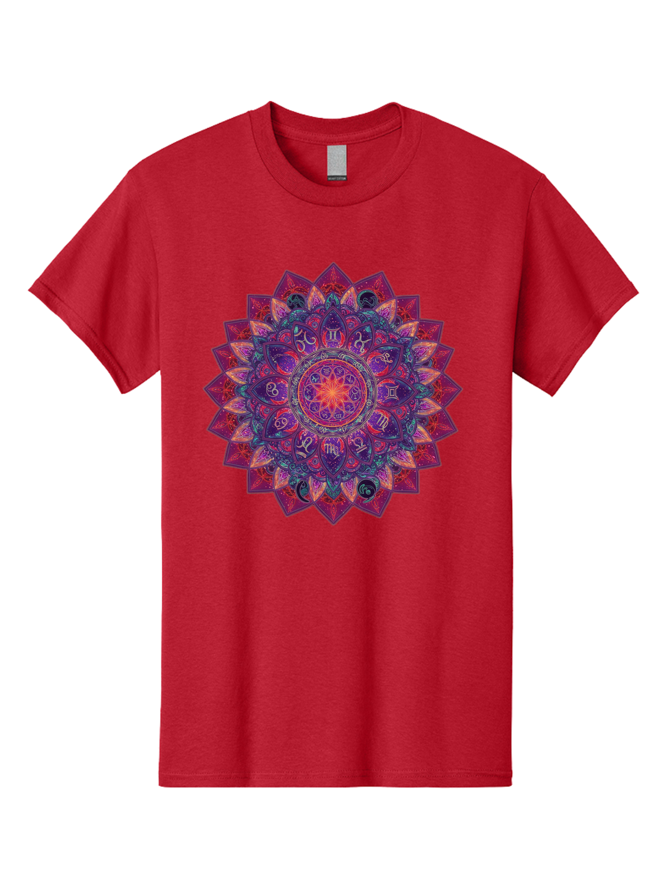 Zodiac-Mandala-2 Men'S Graphic Tee, 100% Cotton, Comfortable Casual Summer Wear, Machine Washable, Zodiac Signs, Astrology Symbols, Mandala Art, Spiritual Design, Mystical Patterns, Colorful Mandala, Intricate Details, Symbolic Representation, Bae339
