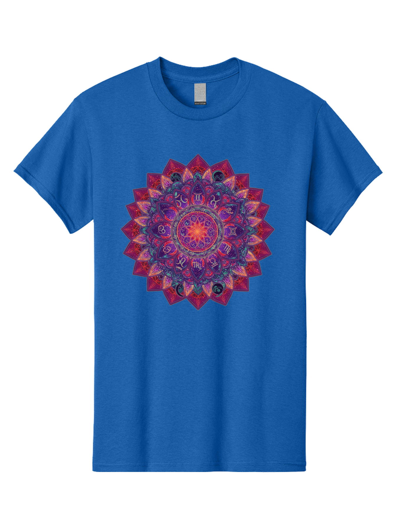 Zodiac-Mandala-2 Men'S Graphic Tee, 100% Cotton, Comfortable Casual Summer Wear, Machine Washable, Zodiac Signs, Astrology Symbols, Mandala Art, Spiritual Design, Mystical Patterns, Colorful Mandala, Intricate Details, Symbolic Representation, Bae339