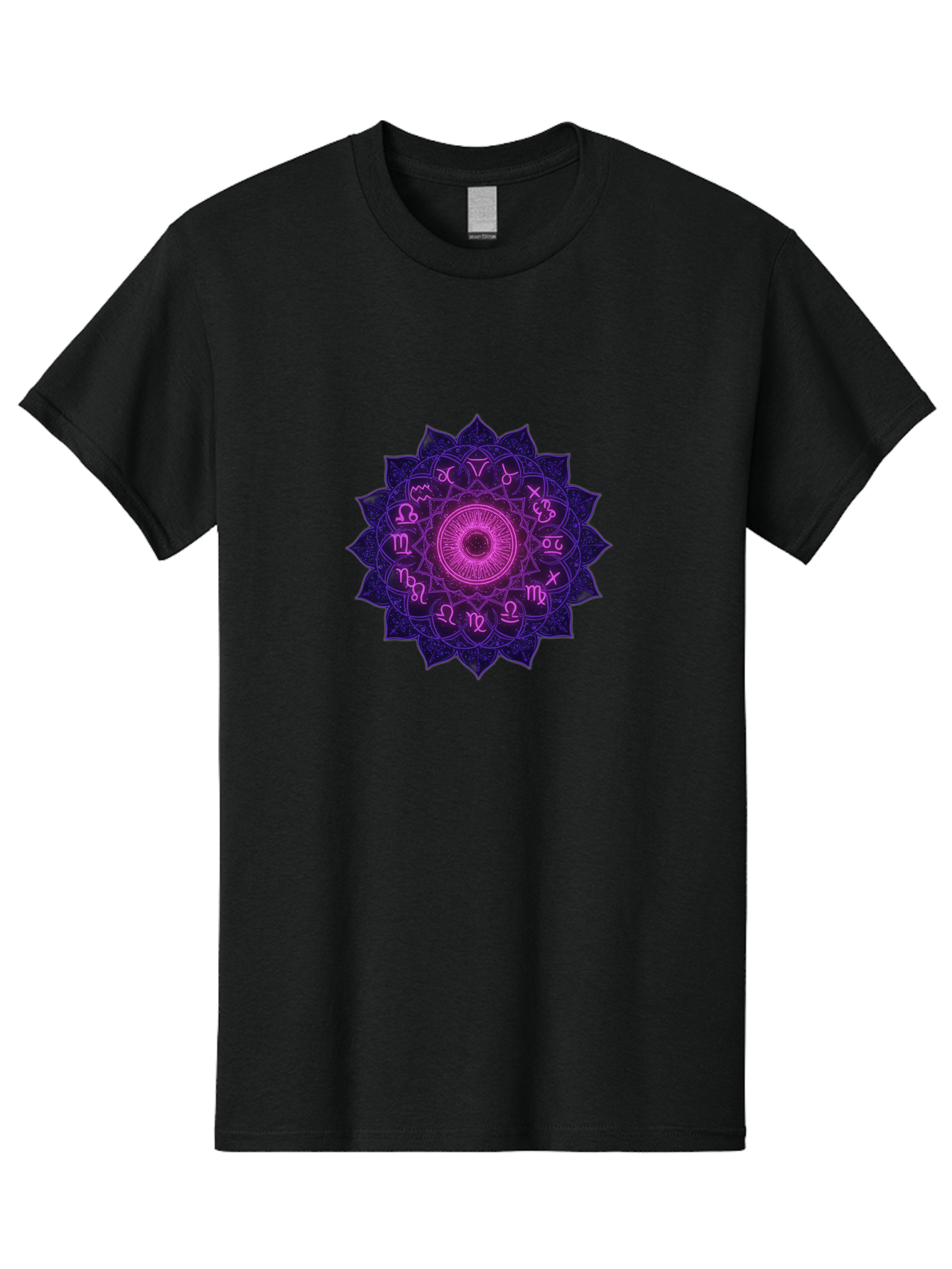 Zodiac-Mandala Men'S Graphic Tee, 100% Cotton, Comfortable Casual Summer Wear, Machine Washable, Zodiac Signs, Astrology Symbols, Mystical Art, Spiritual Design, Mandala Pattern, Purple And Pink Hues, Symbolic Representation, Horoscope Signs Bae340