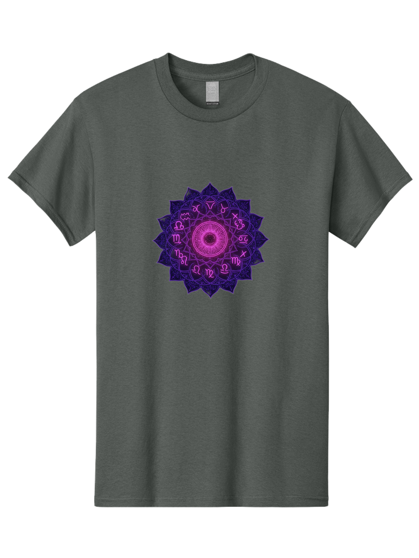 Zodiac-Mandala Men'S Graphic Tee, 100% Cotton, Comfortable Casual Summer Wear, Machine Washable, Zodiac Signs, Astrology Symbols, Mystical Art, Spiritual Design, Mandala Pattern, Purple And Pink Hues, Symbolic Representation, Horoscope Signs Bae340