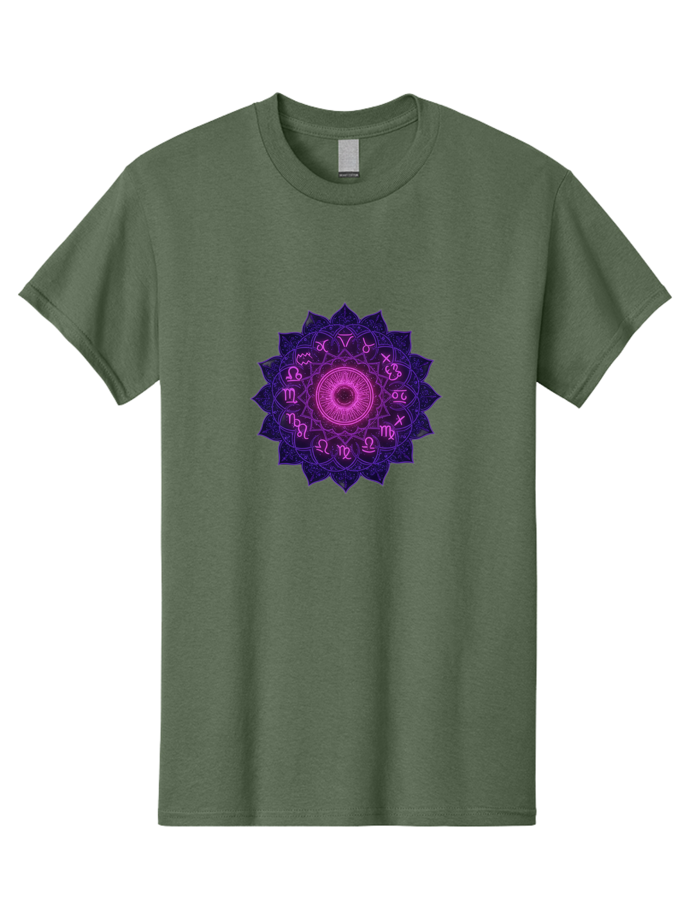 Zodiac-Mandala Men'S Graphic Tee, 100% Cotton, Comfortable Casual Summer Wear, Machine Washable, Zodiac Signs, Astrology Symbols, Mystical Art, Spiritual Design, Mandala Pattern, Purple And Pink Hues, Symbolic Representation, Horoscope Signs Bae340