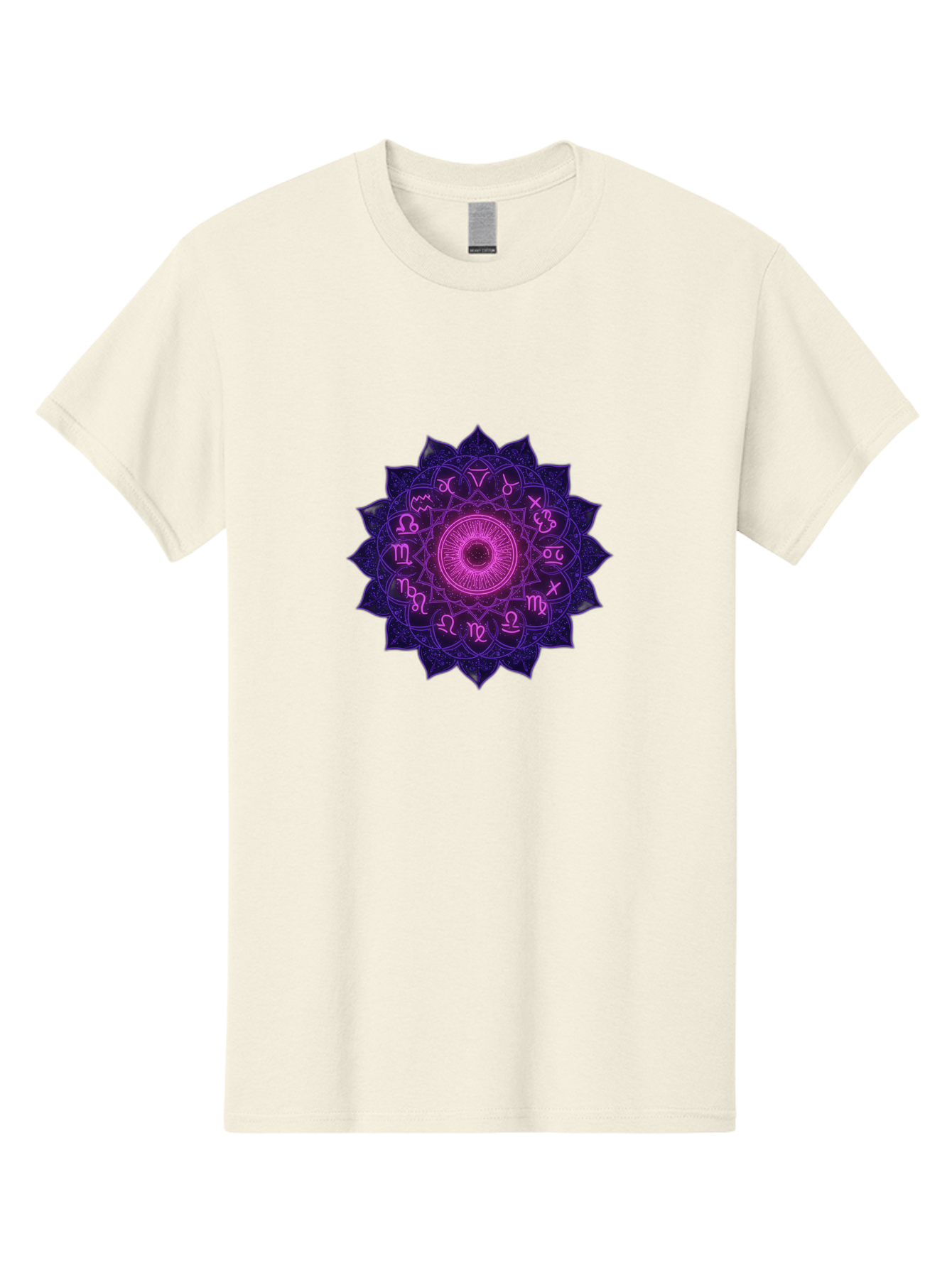 Zodiac-Mandala Men'S Graphic Tee, 100% Cotton, Comfortable Casual Summer Wear, Machine Washable, Zodiac Signs, Astrology Symbols, Mystical Art, Spiritual Design, Mandala Pattern, Purple And Pink Hues, Symbolic Representation, Horoscope Signs Bae340