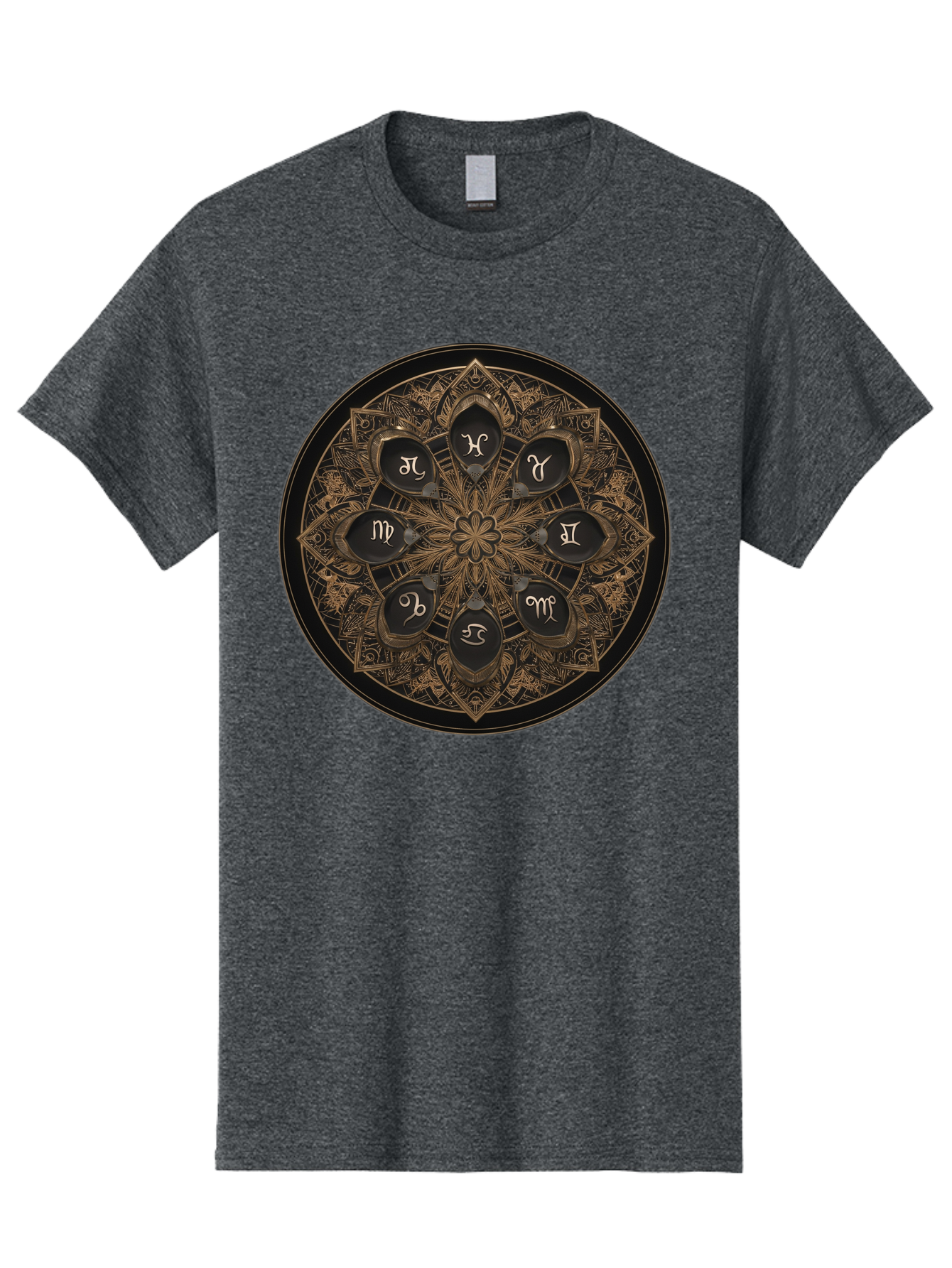 Zodiac-Signs-Mandala Men'S Graphic Tee, 100% Cotton, Comfortable Casual Summer Wear, Machine Washable, Zodiac Signs, Astrology Symbols, Mandala Art, Mystical Design, Spiritual Themes, Esoteric Patterns, Intricate Details, Bae341