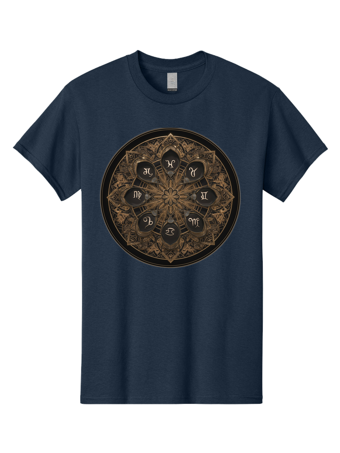 Zodiac-Signs-Mandala Men'S Graphic Tee, 100% Cotton, Comfortable Casual Summer Wear, Machine Washable, Zodiac Signs, Astrology Symbols, Mandala Art, Mystical Design, Spiritual Themes, Esoteric Patterns, Intricate Details, Bae341