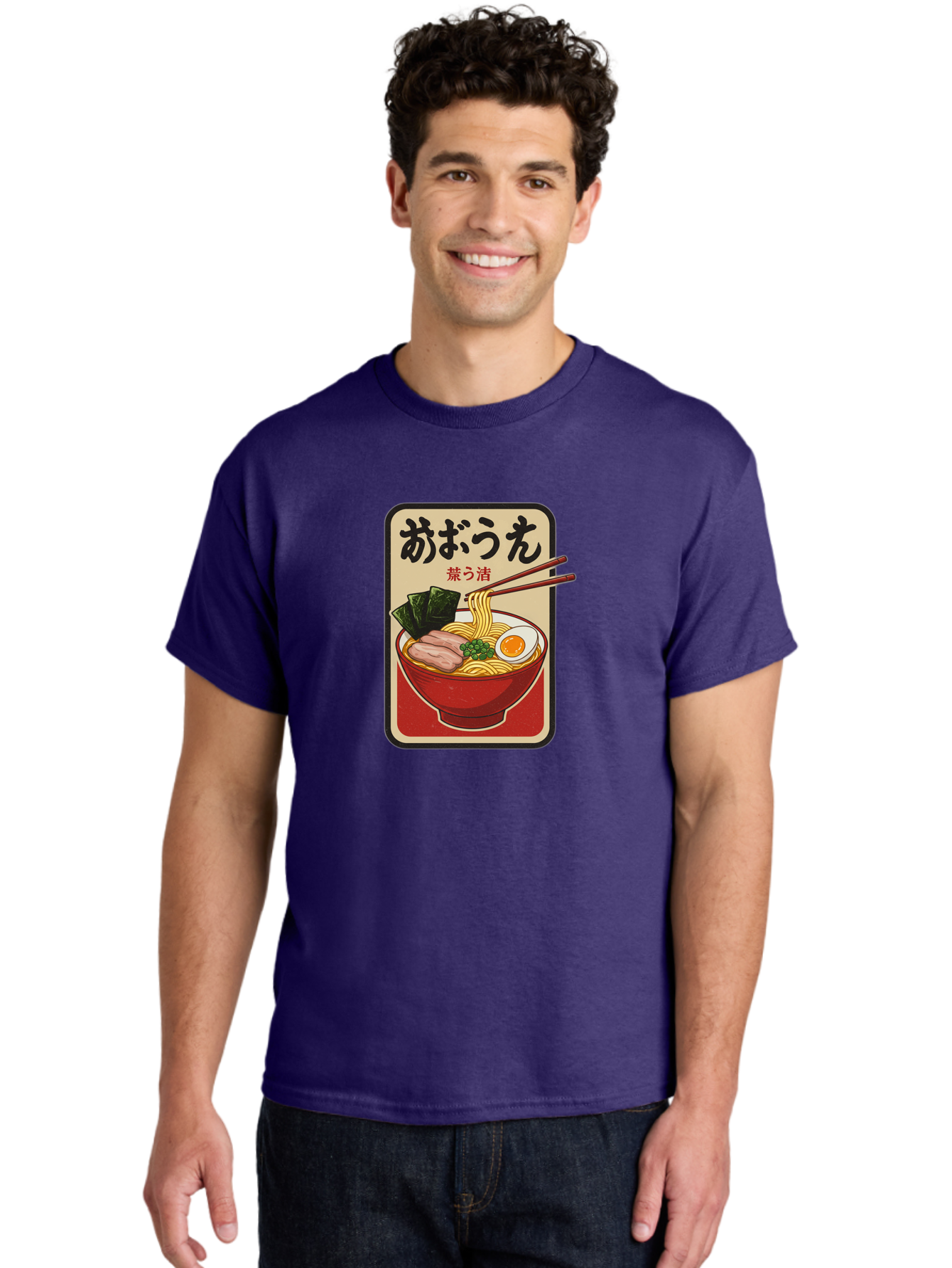 Abura-Soba Men'S Graphic Tee, 100% Cotton, Comfortable Casual Summer Wear, Machine Washable, Abura Soba, Japanese Noodle Dish, Dry Ramen, Boiled Egg, Seaweed, Pork Slices, Chopsticks, Asian Cuisine, Noodle Bowl Bae348
