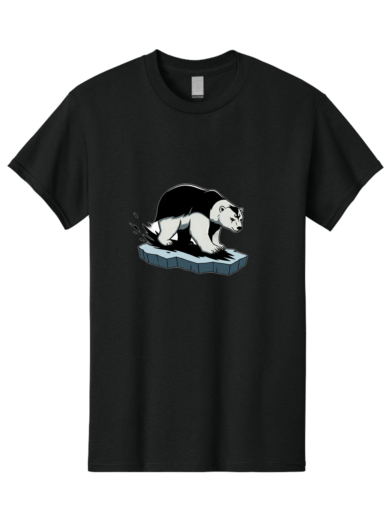 Aggressive-Panda Men'S Graphic Tee, 100% Cotton, Comfortable Casual Summer Wear, Machine Washable, Panda On A Rock, Panda Bear, Black And White, Cartoon Style, Dynamic Movement, Wildlife, Animated Character, Stone Platform Bae349
