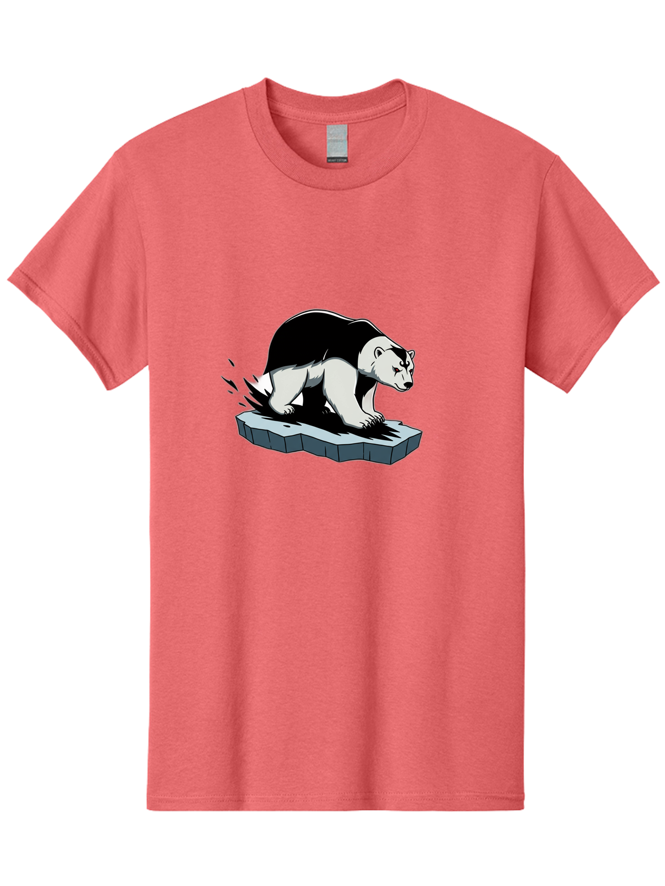 Aggressive-Panda Men'S Graphic Tee, 100% Cotton, Comfortable Casual Summer Wear, Machine Washable, Panda On A Rock, Panda Bear, Black And White, Cartoon Style, Dynamic Movement, Wildlife, Animated Character, Stone Platform Bae349