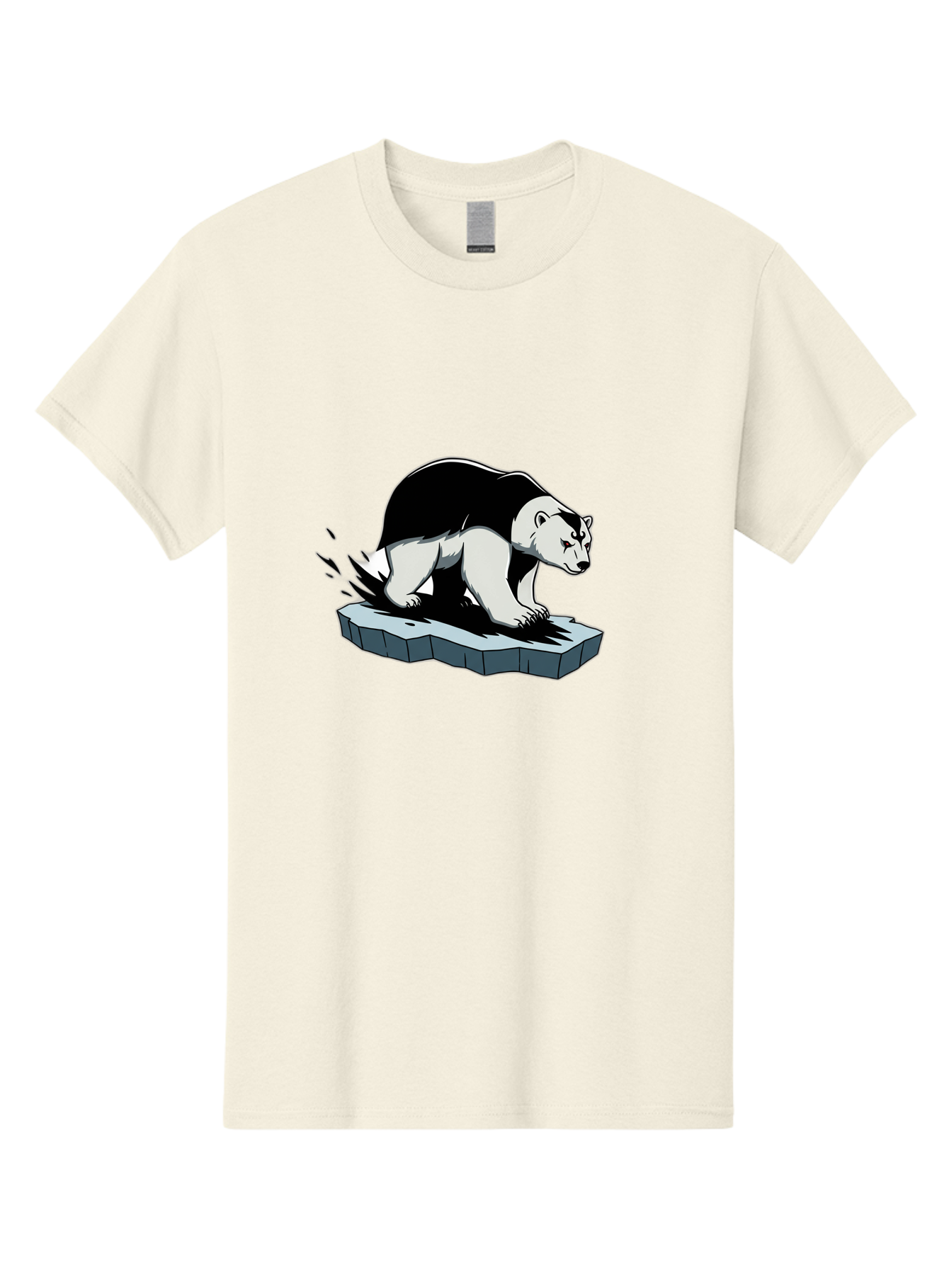 Aggressive-Panda Men'S Graphic Tee, 100% Cotton, Comfortable Casual Summer Wear, Machine Washable, Panda On A Rock, Panda Bear, Black And White, Cartoon Style, Dynamic Movement, Wildlife, Animated Character, Stone Platform Bae349
