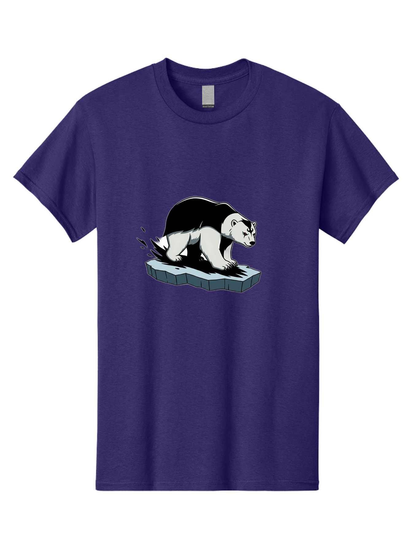 Aggressive-Panda Men'S Graphic Tee, 100% Cotton, Comfortable Casual Summer Wear, Machine Washable, Panda On A Rock, Panda Bear, Black And White, Cartoon Style, Dynamic Movement, Wildlife, Animated Character, Stone Platform Bae349